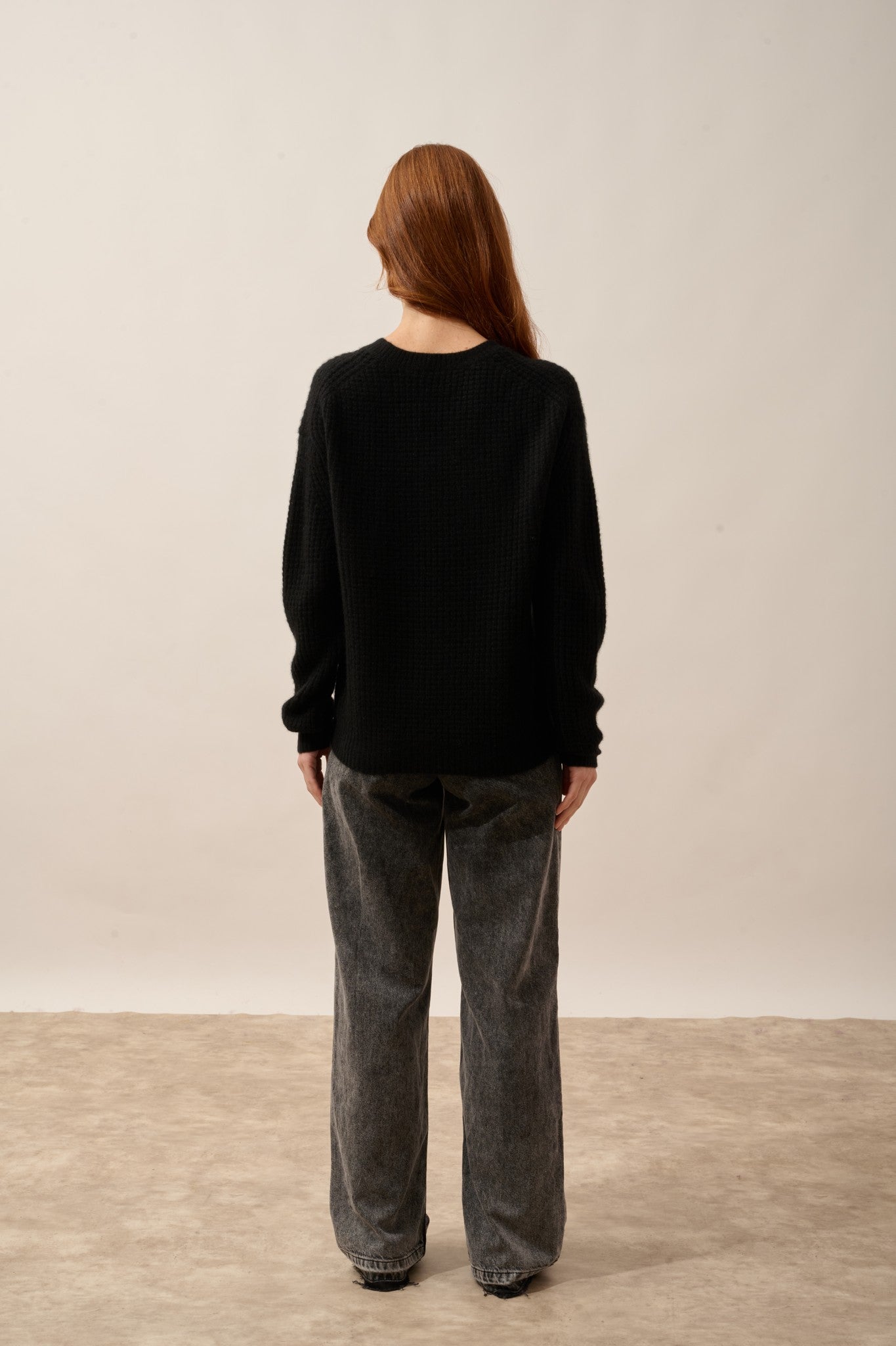 assam pull col rond 6 fils noir