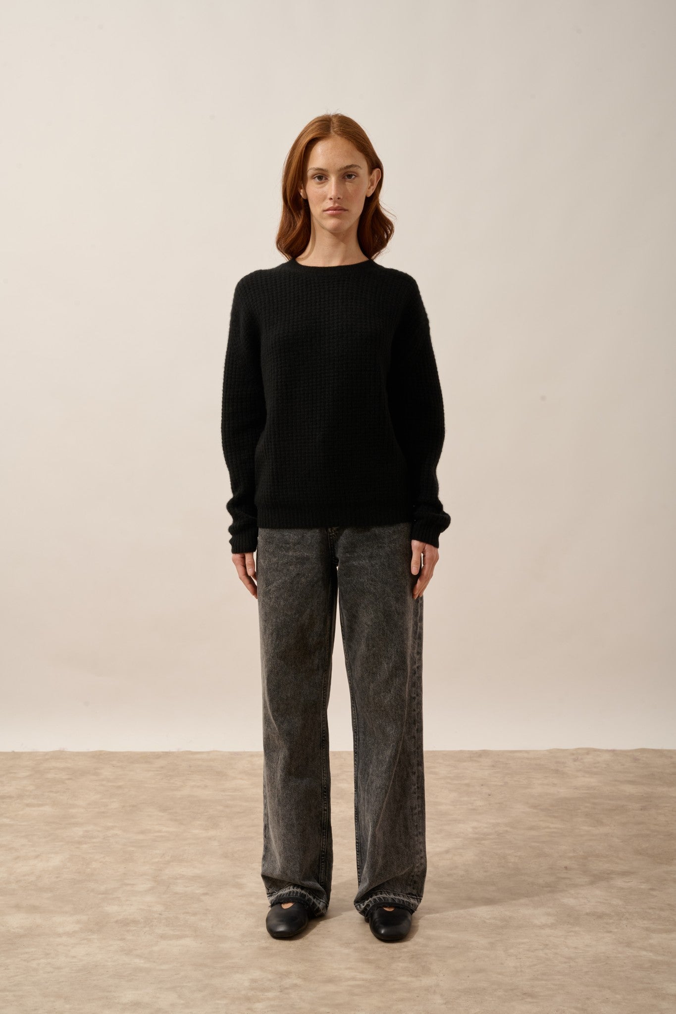 assam pull col rond 6 fils noir