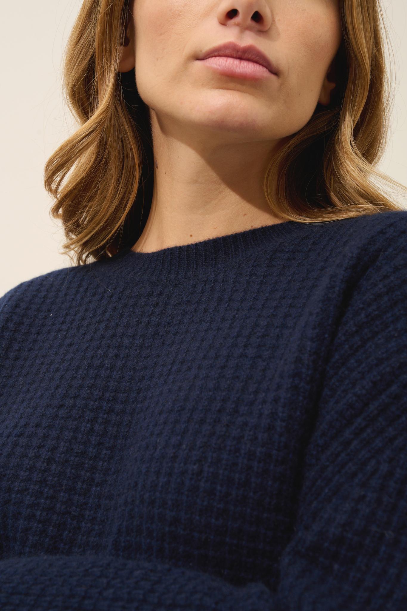 ASSAM navy round-neck sweater