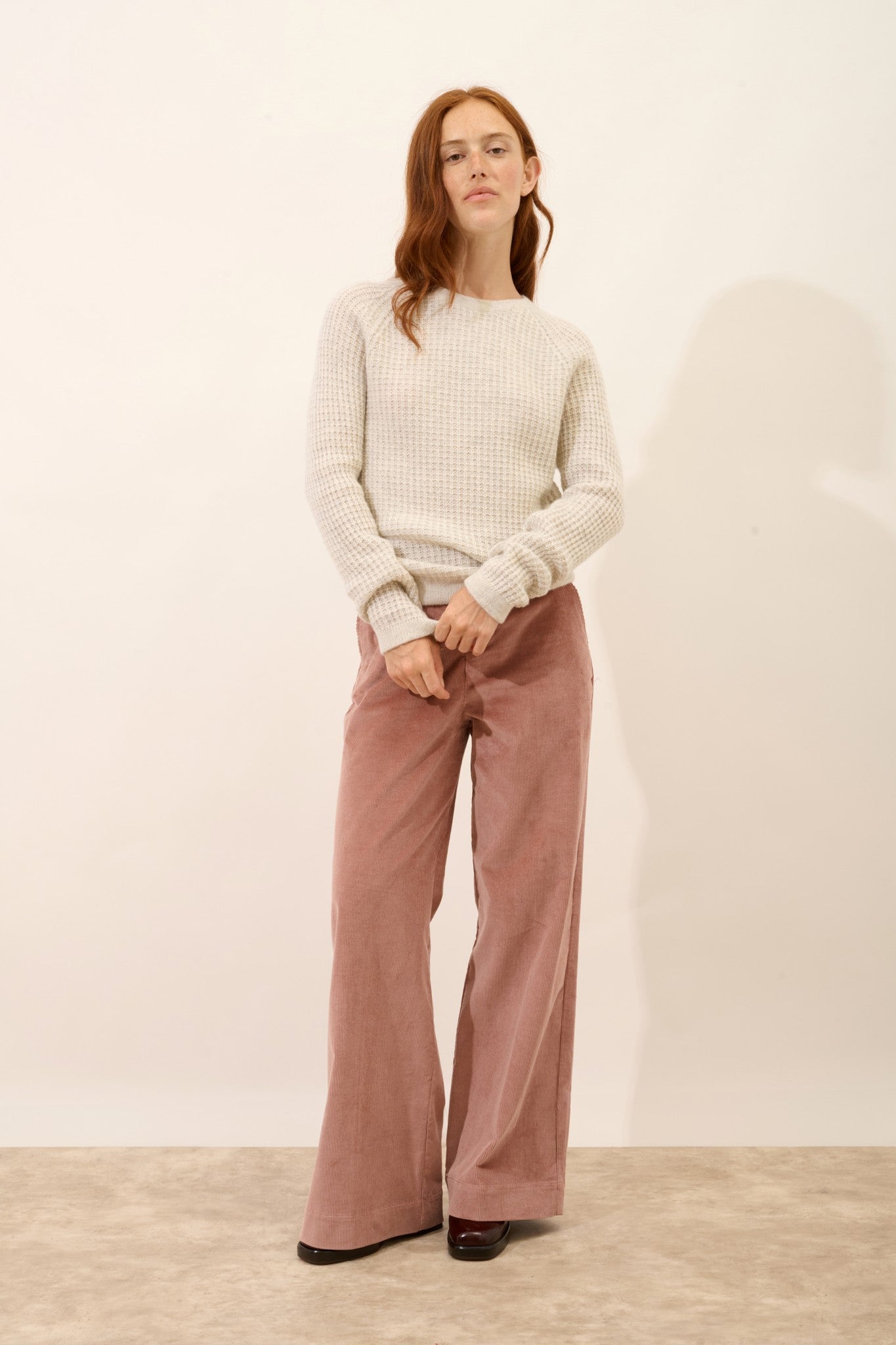 astrée pull col rond 6 fils gris perle chiné 100% cachemire