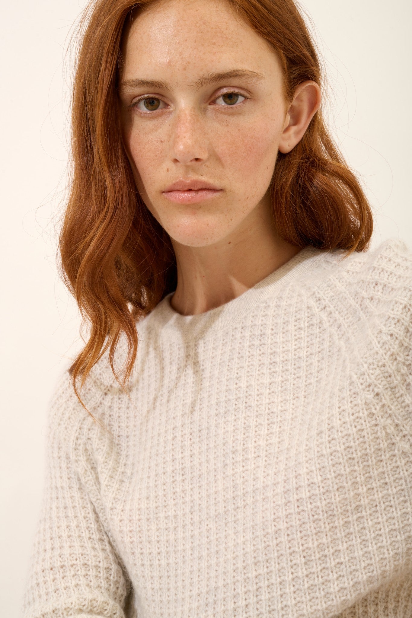 astrée pull col rond 6 fils gris perle chiné 100% cachemire