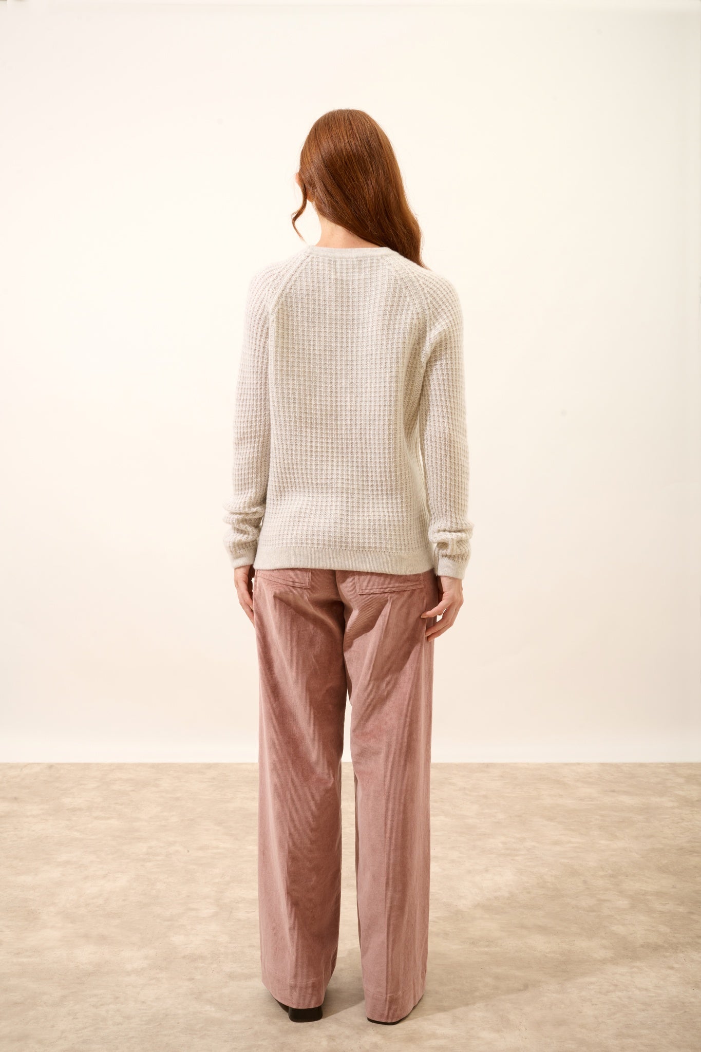 ASTRÉE pull col rond 6 fils gris perle chiné