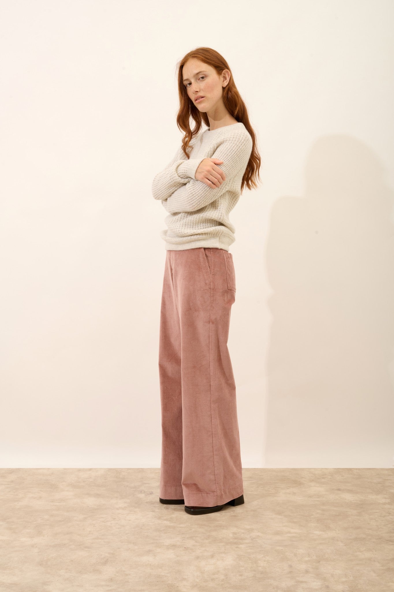 astrée pull col rond 6 fils gris perle chiné 100% cachemire