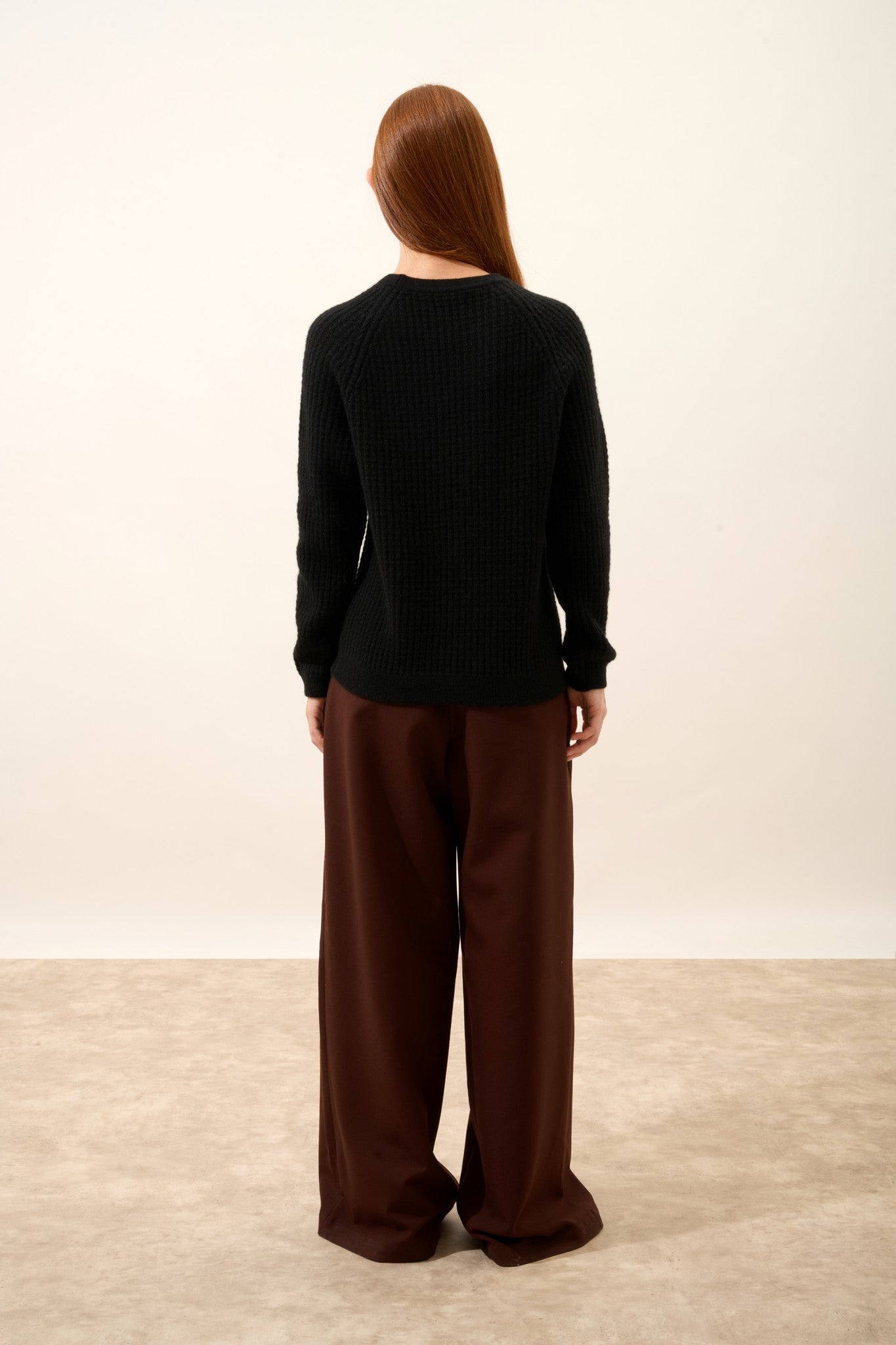 astrée pull col rond 6 fils noir 100% cachemire