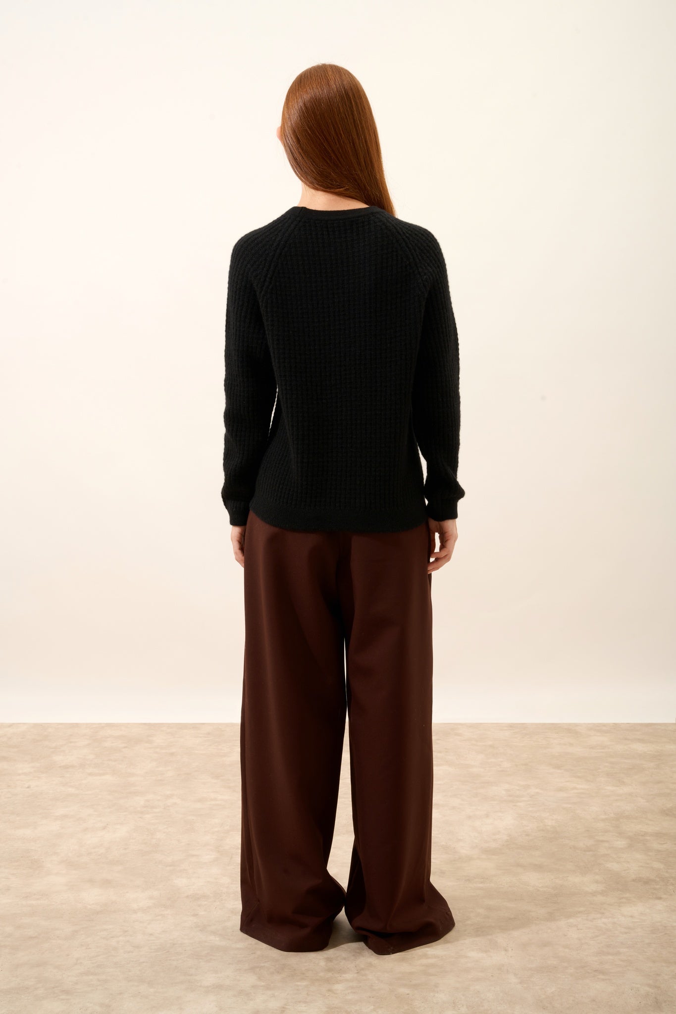 ASTRÉE pull col rond 6 fils noir