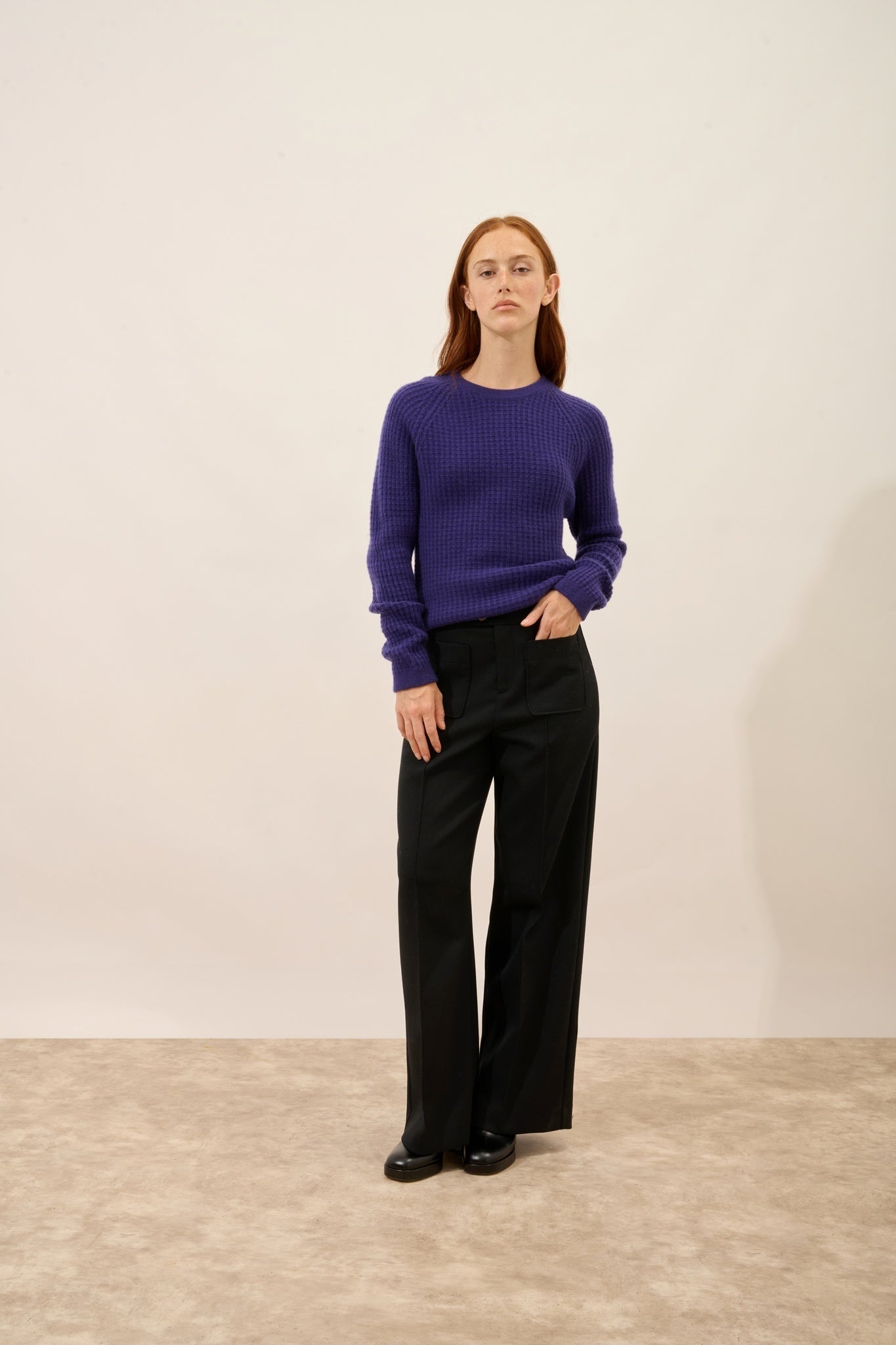 ASTRÉE pull col rond 6 fils purple