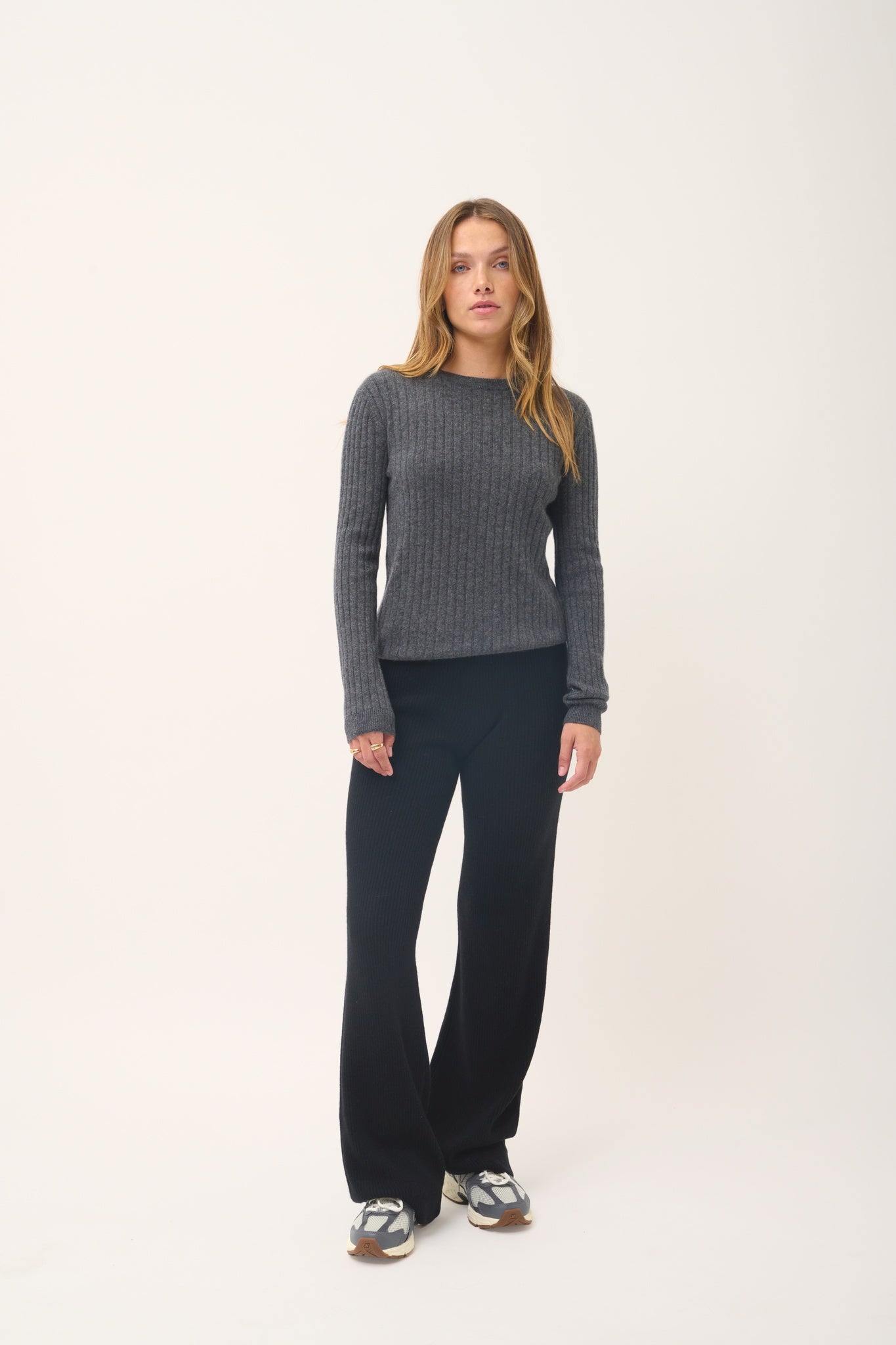 AVANA pull col rond anthracite chiné