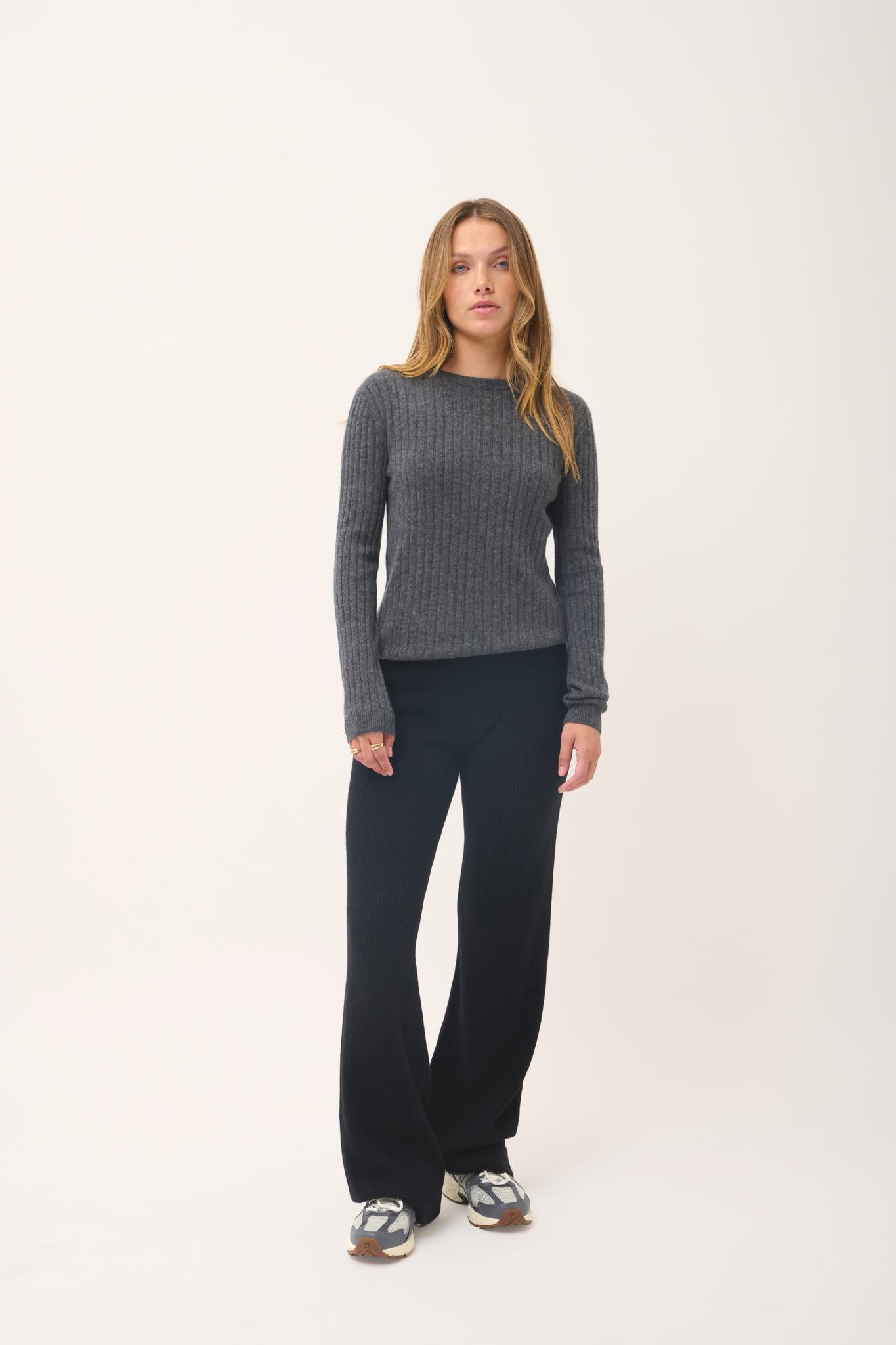AVANA round-neck sweater anthracite mottled