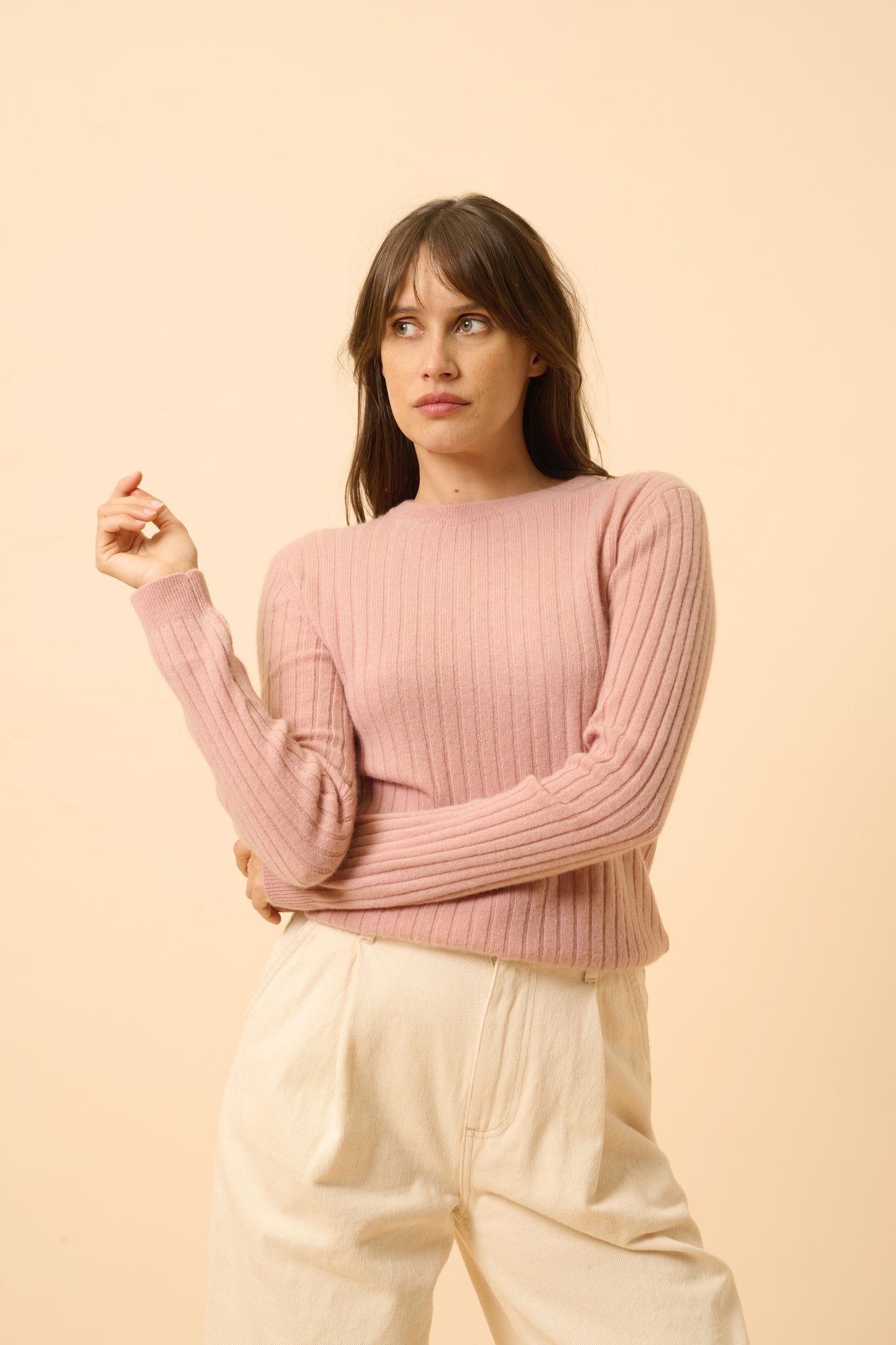 AVANA pull col rond bois de rose