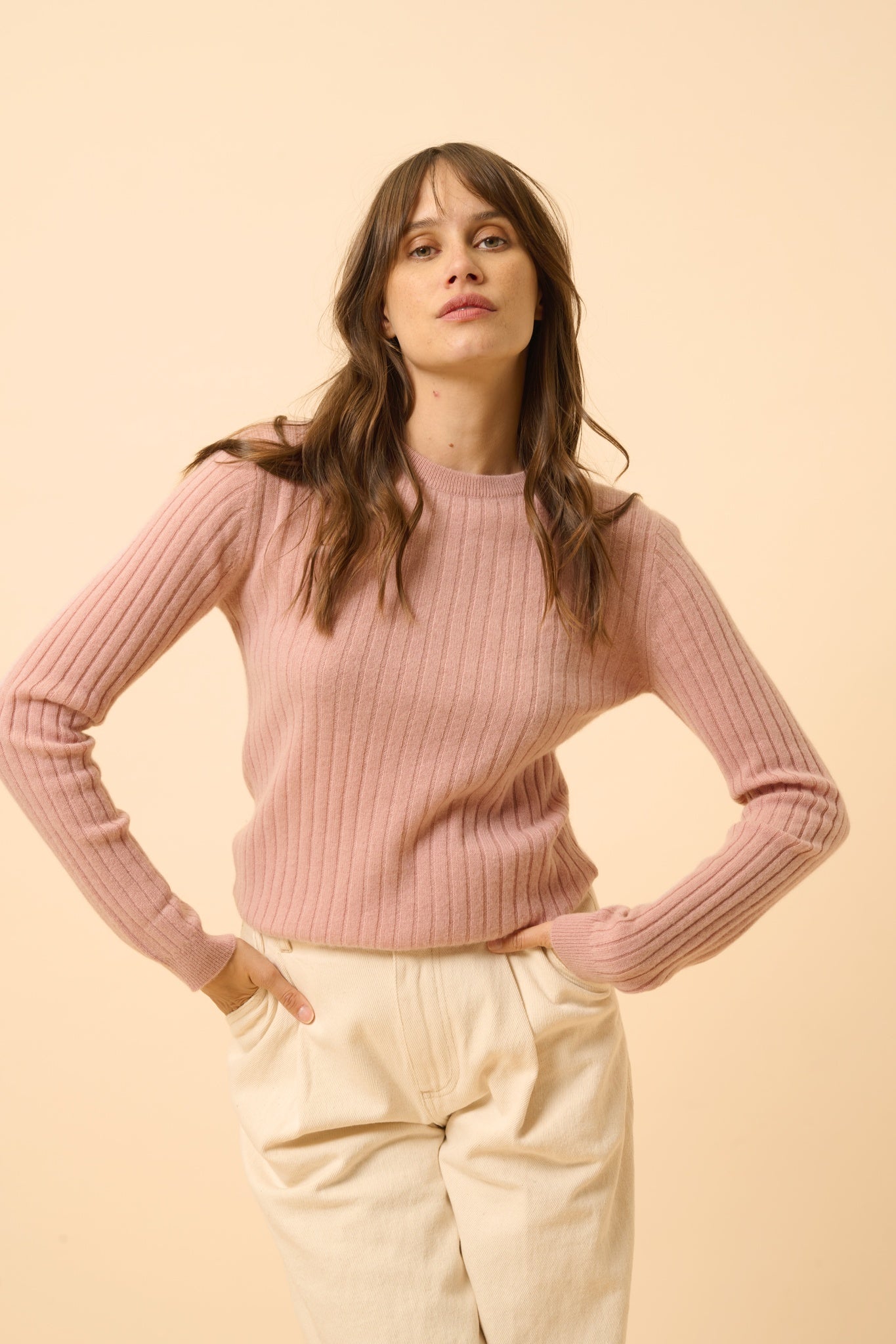 AVANA pull col rond bois de rose