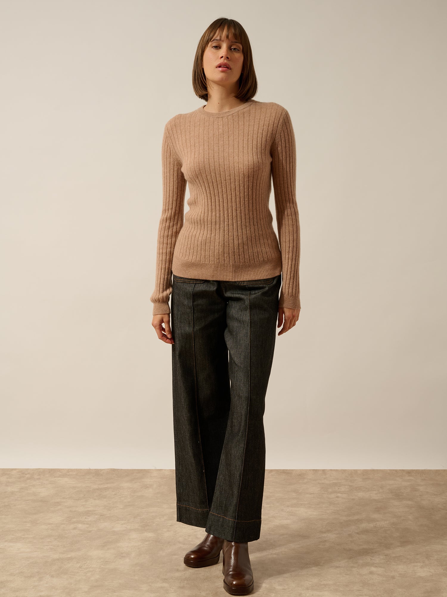 AVANA pull col rond camel chiné