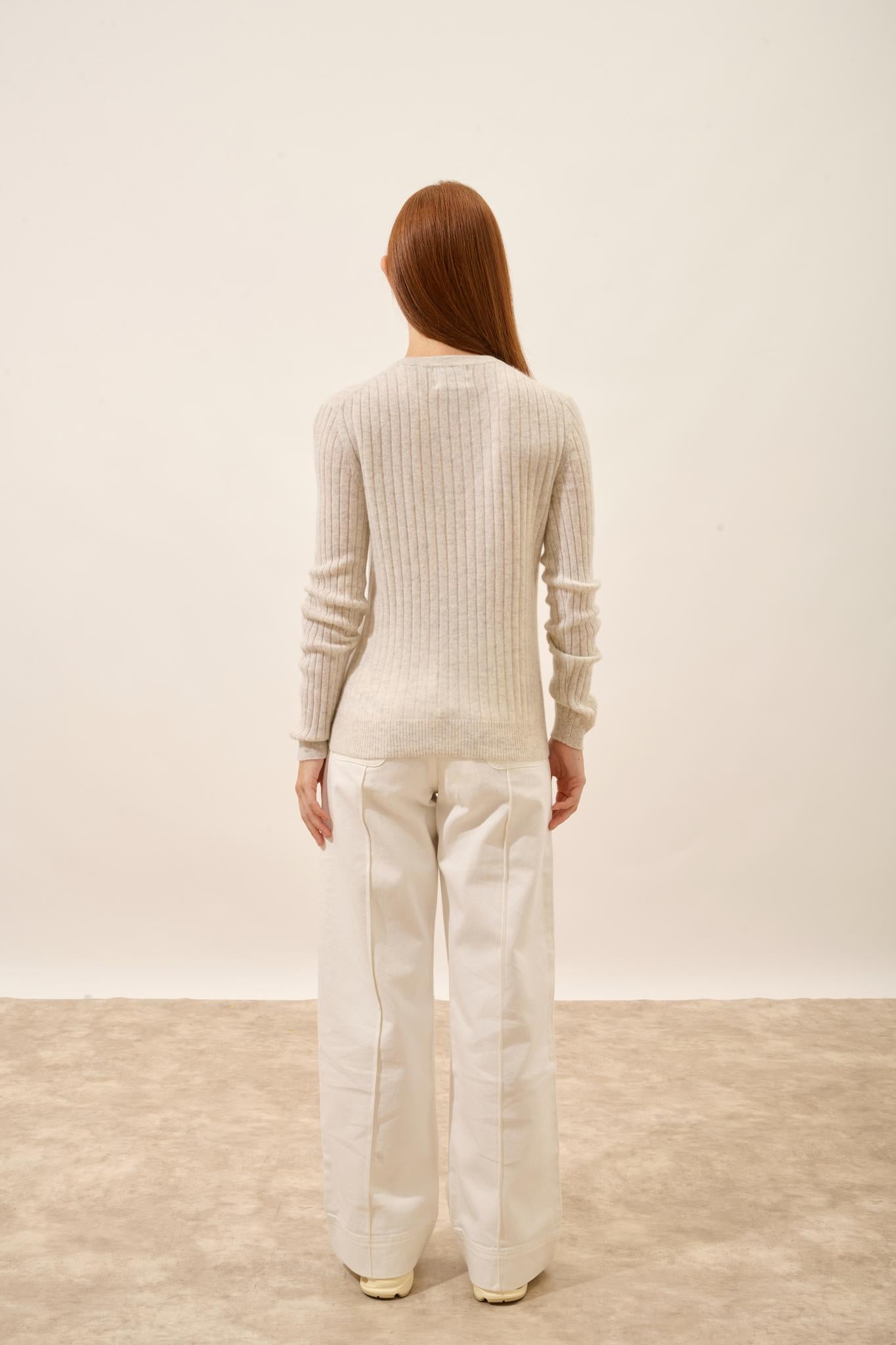 AVANA round-neck sweater pearl gray mottled