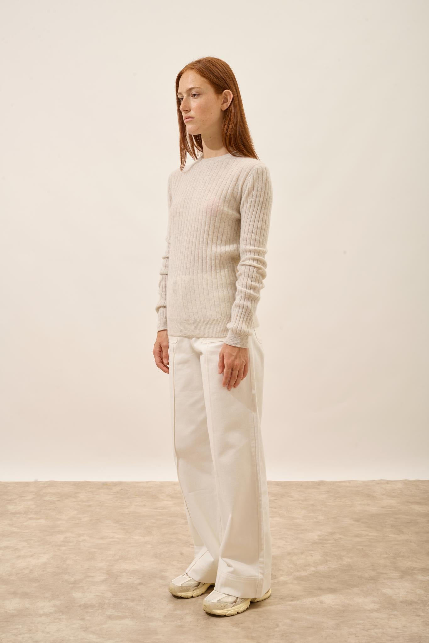 AVANA round-neck sweater pearl gray mottled