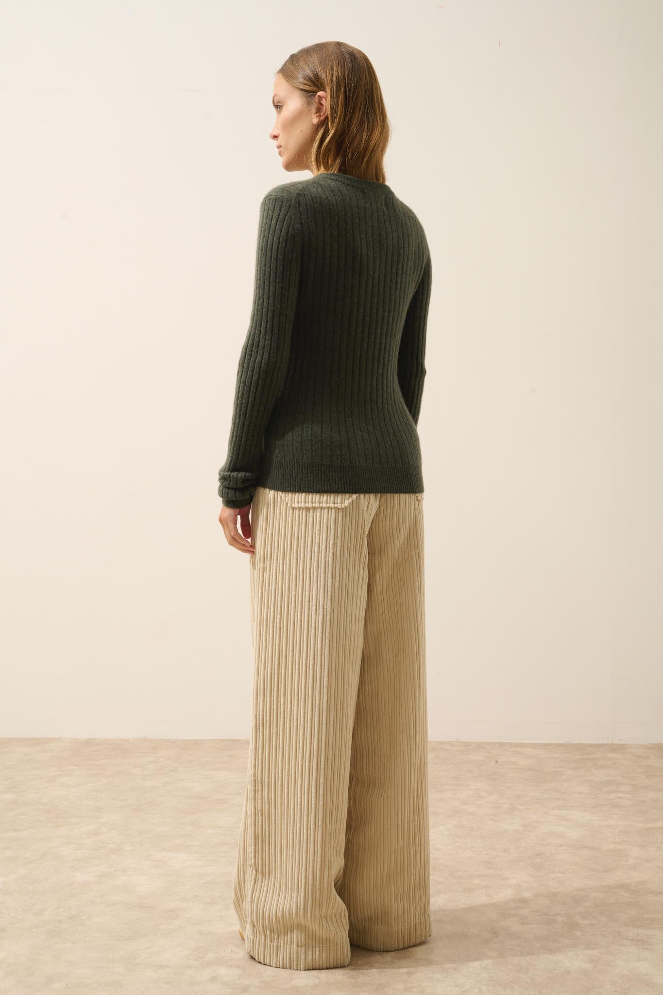 AVANA round-neck sweater khaki mottled