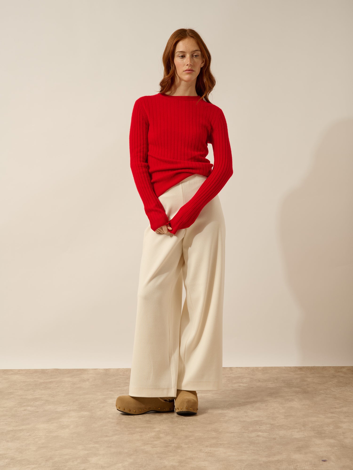 AVANA pull col rond rouge