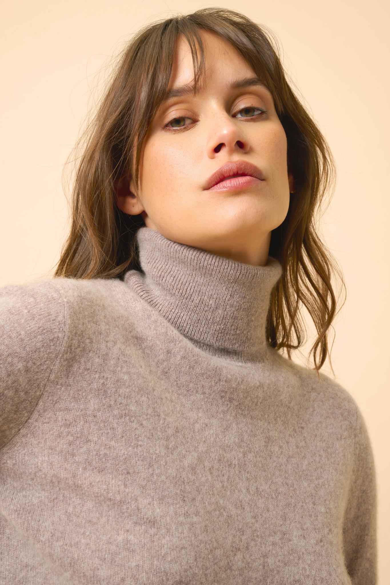 AVA mottled caribou turtleneck sweater