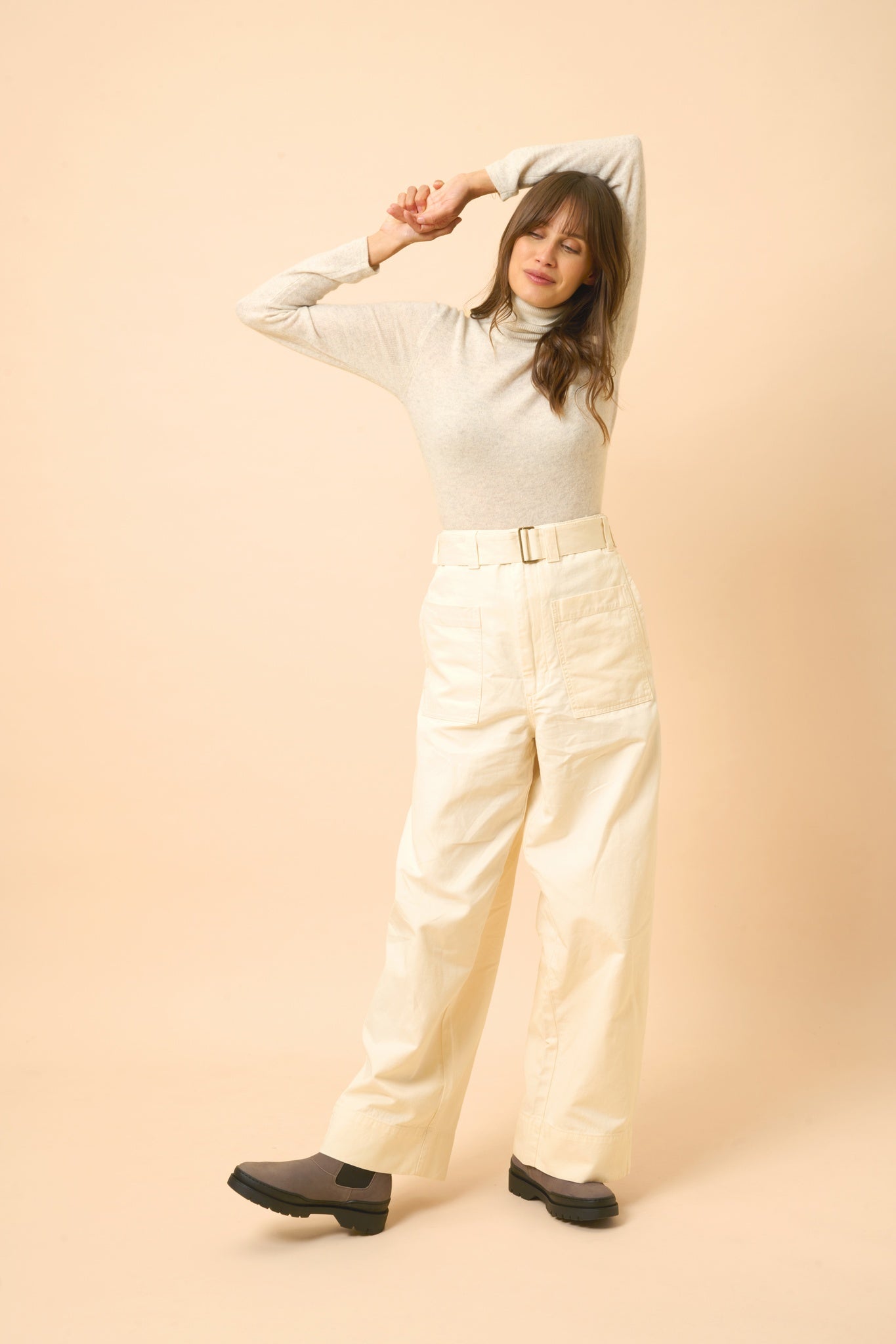 AVA pearl gray turtleneck sweater