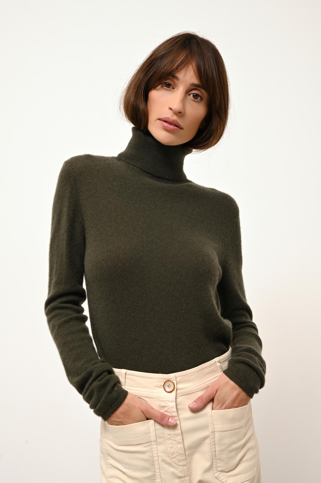 AVA khaki turtleneck sweater