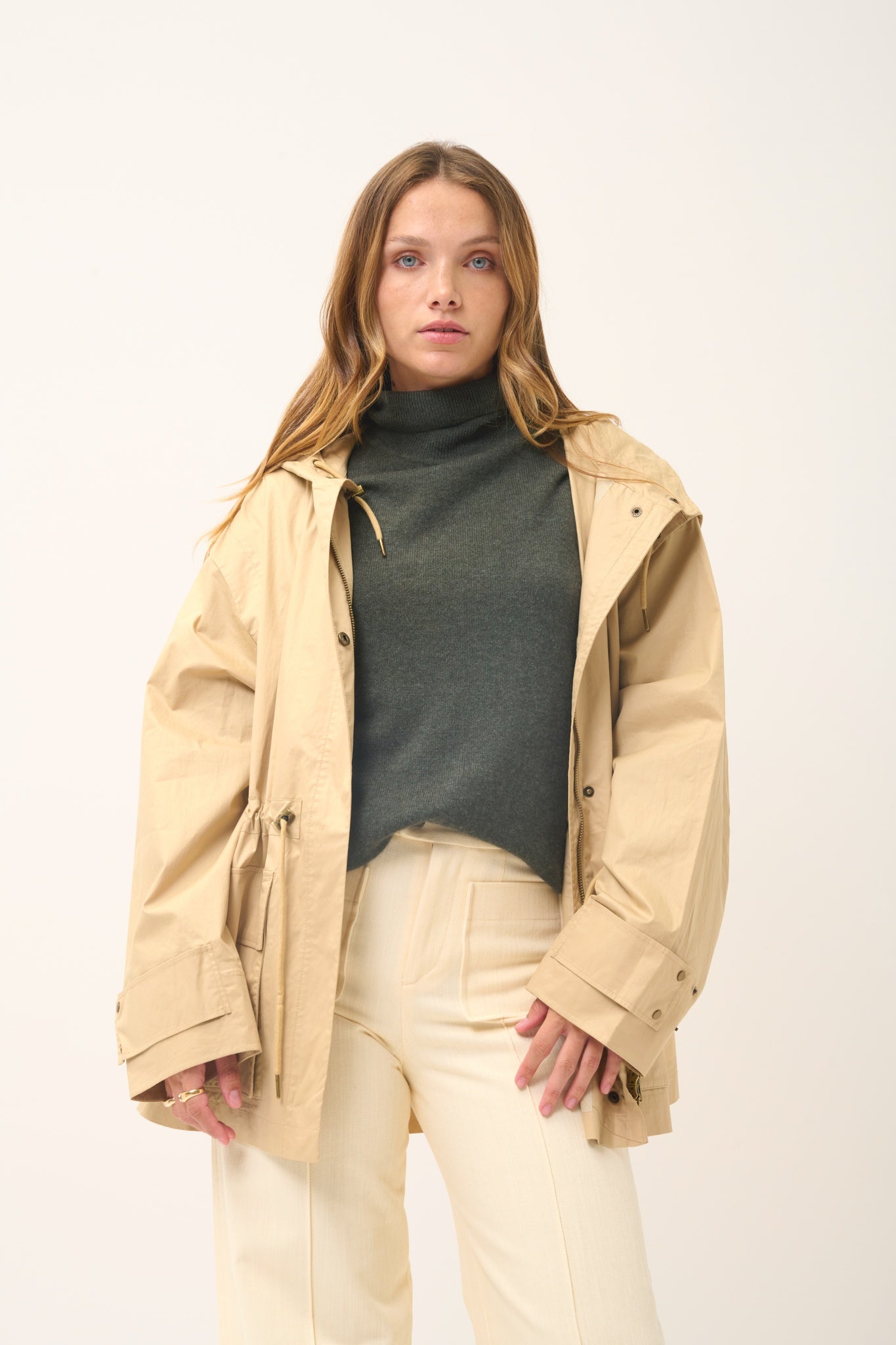 AVA pull col roulé kaki chiné