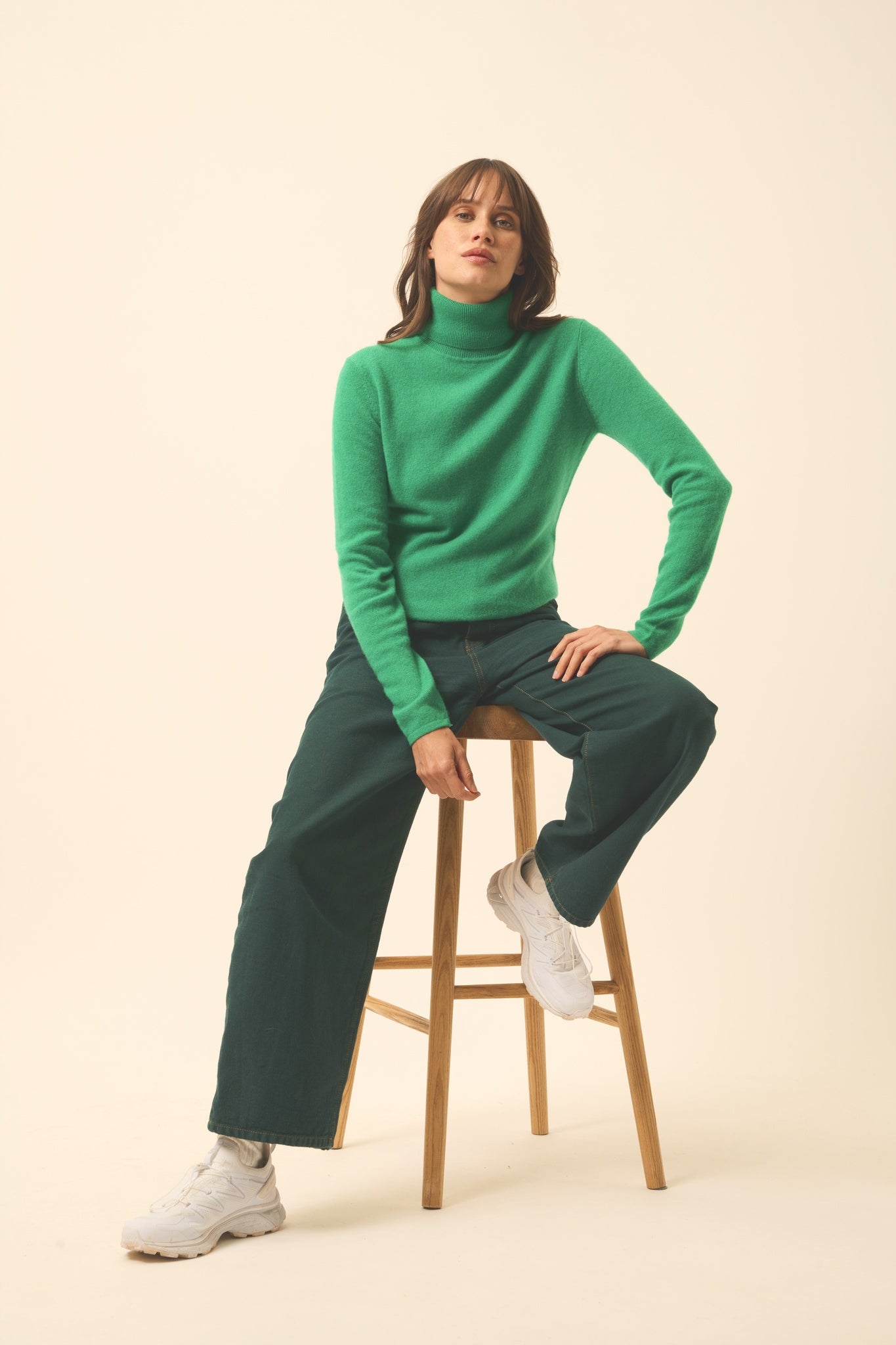 AVA pull col roulé menthe