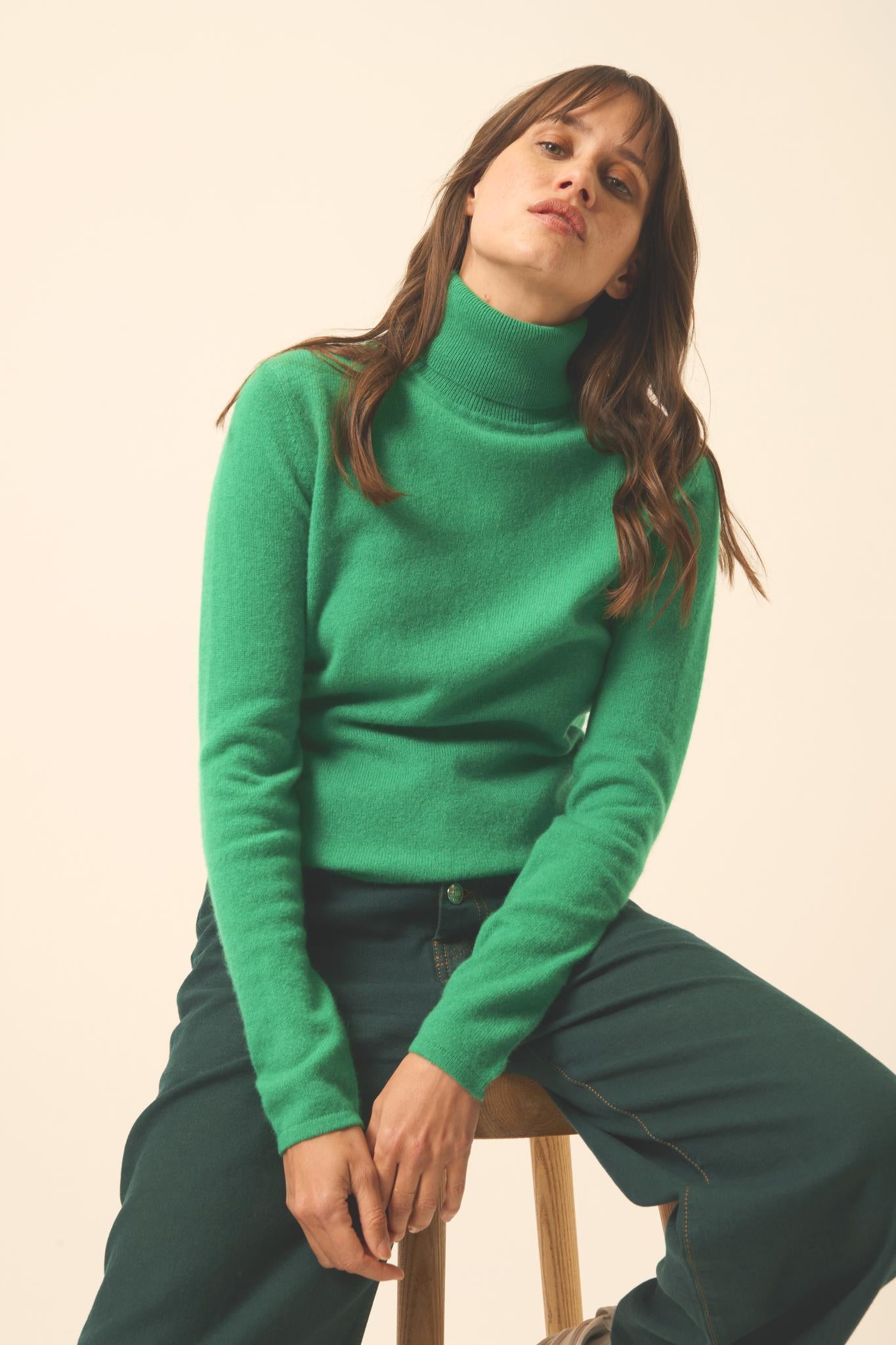 AVA pull col roulé menthe