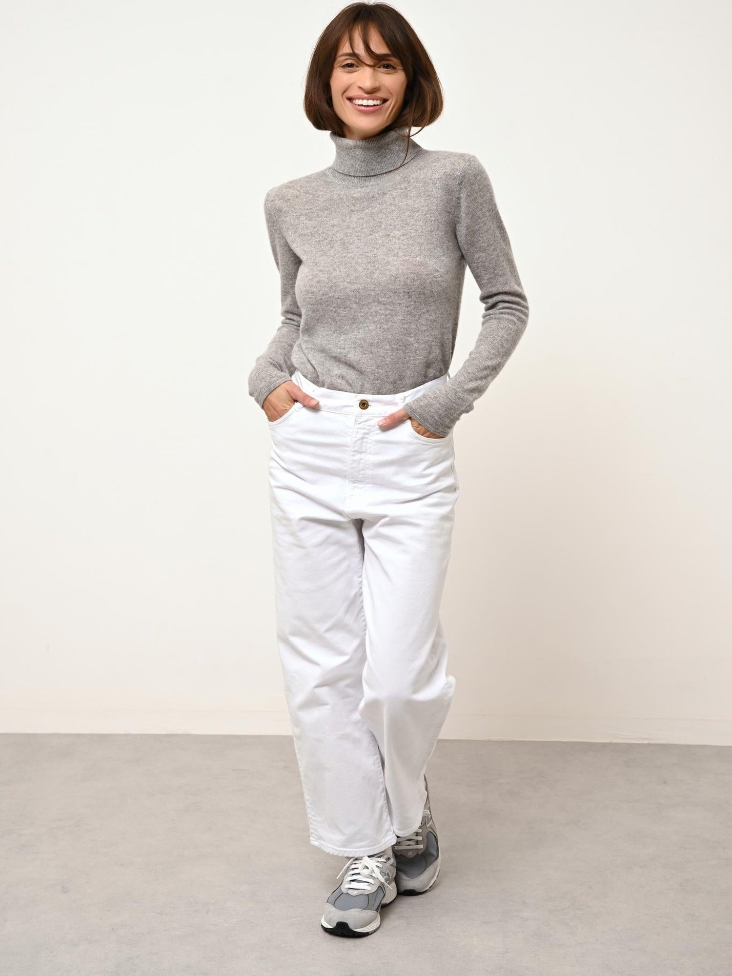 AVA pull col roulé nuage chiné