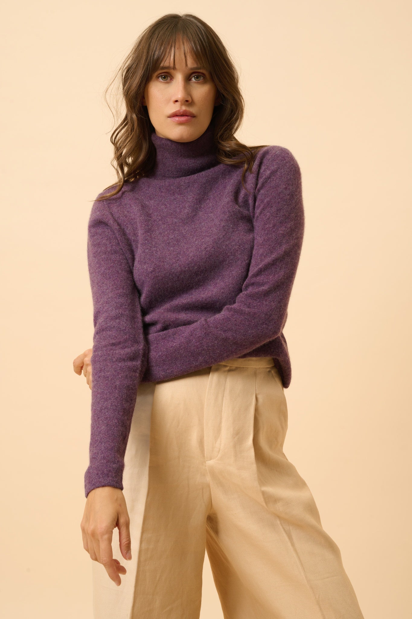 AVA mottled purple turtleneck sweater