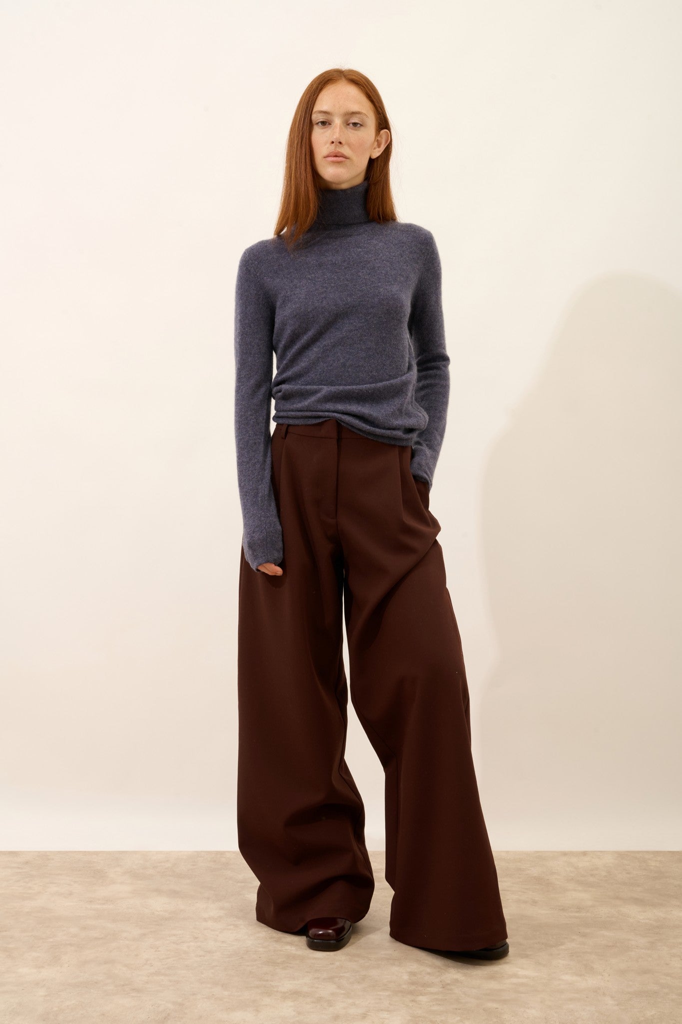 ava pull col roulé violet gris chiné 100% cachemire