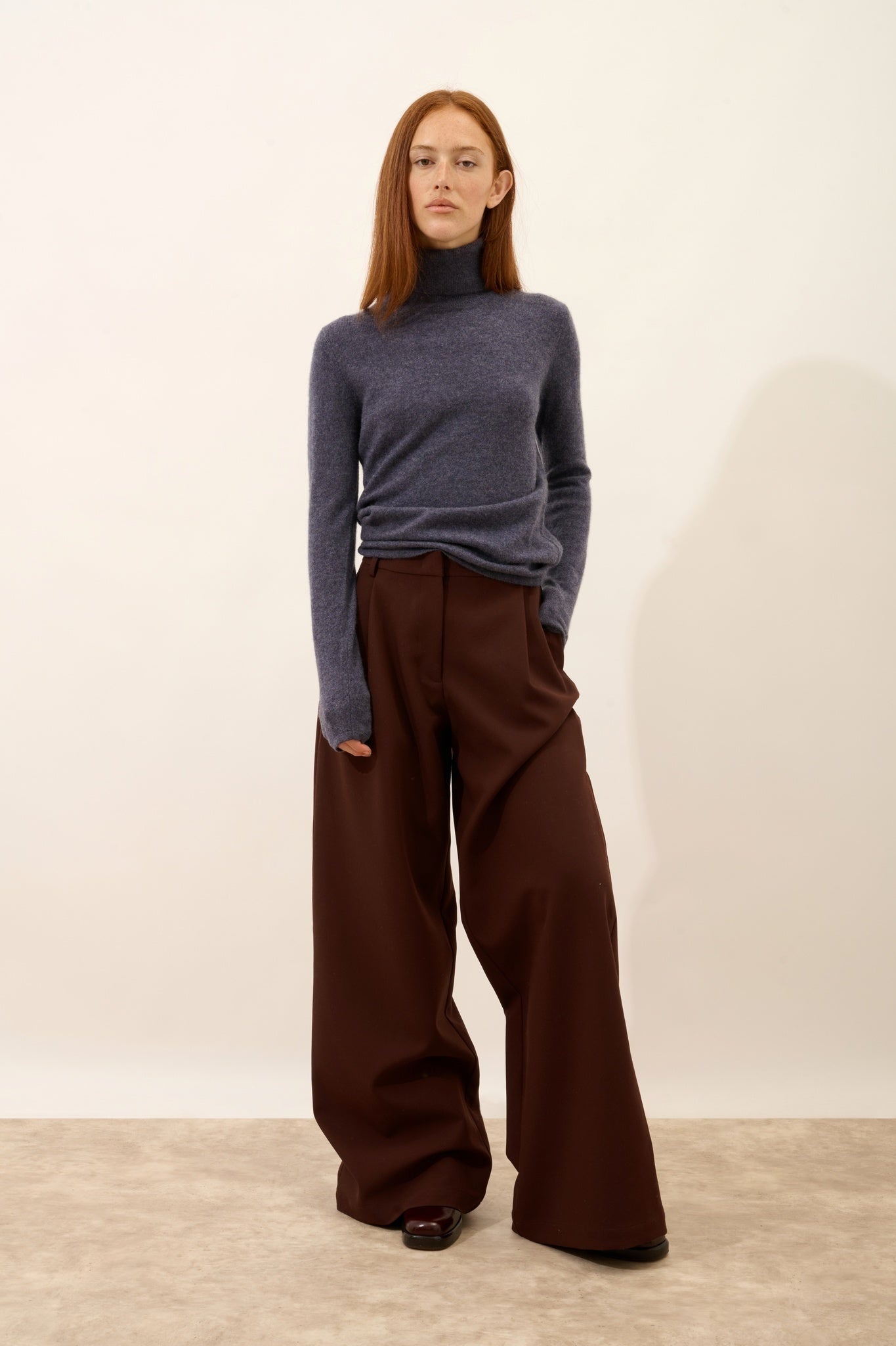 AVA pull col roulé violet gris chiné