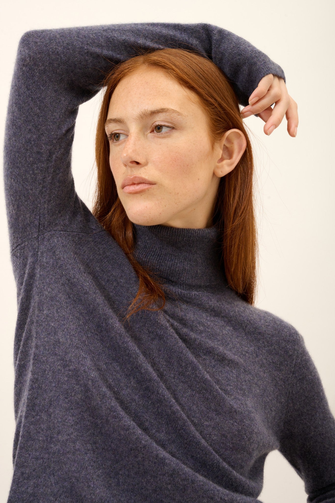 ava pull col roulé violet gris chiné 100% cachemire