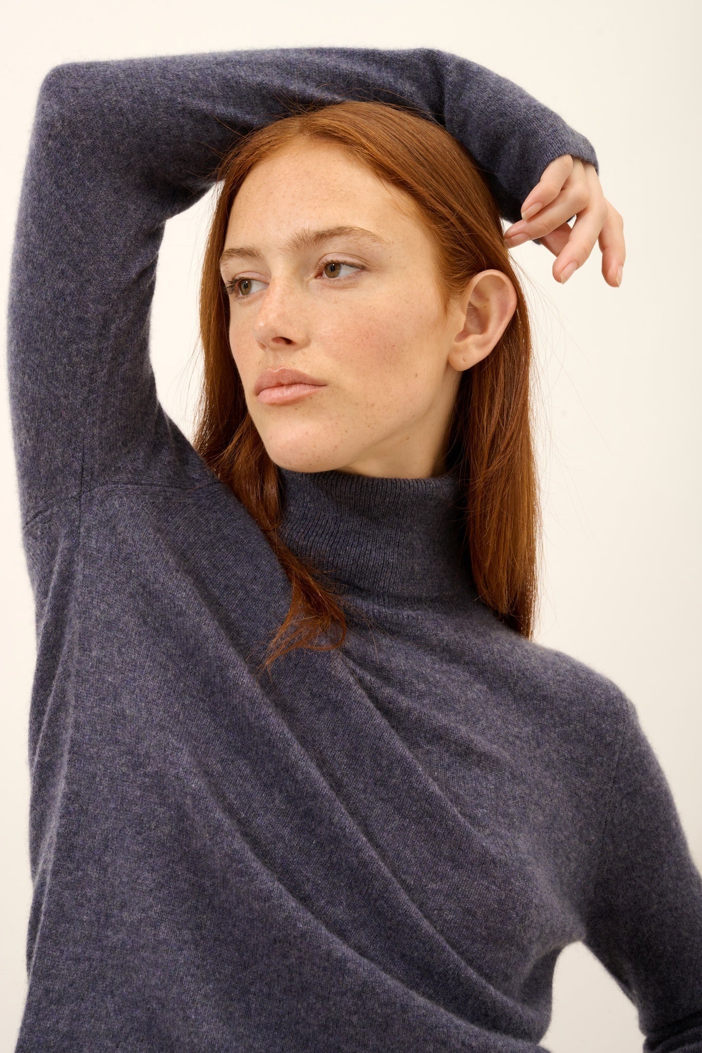 AVA pull col roulé violet gris chiné