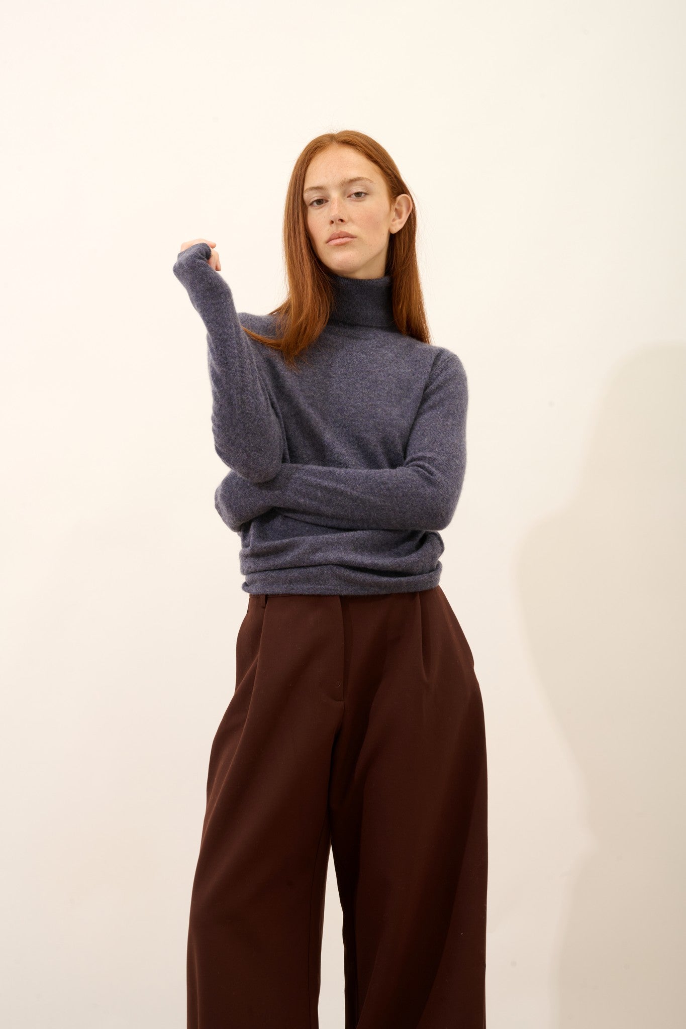 ava pull col roulé violet gris chiné 100% cachemire