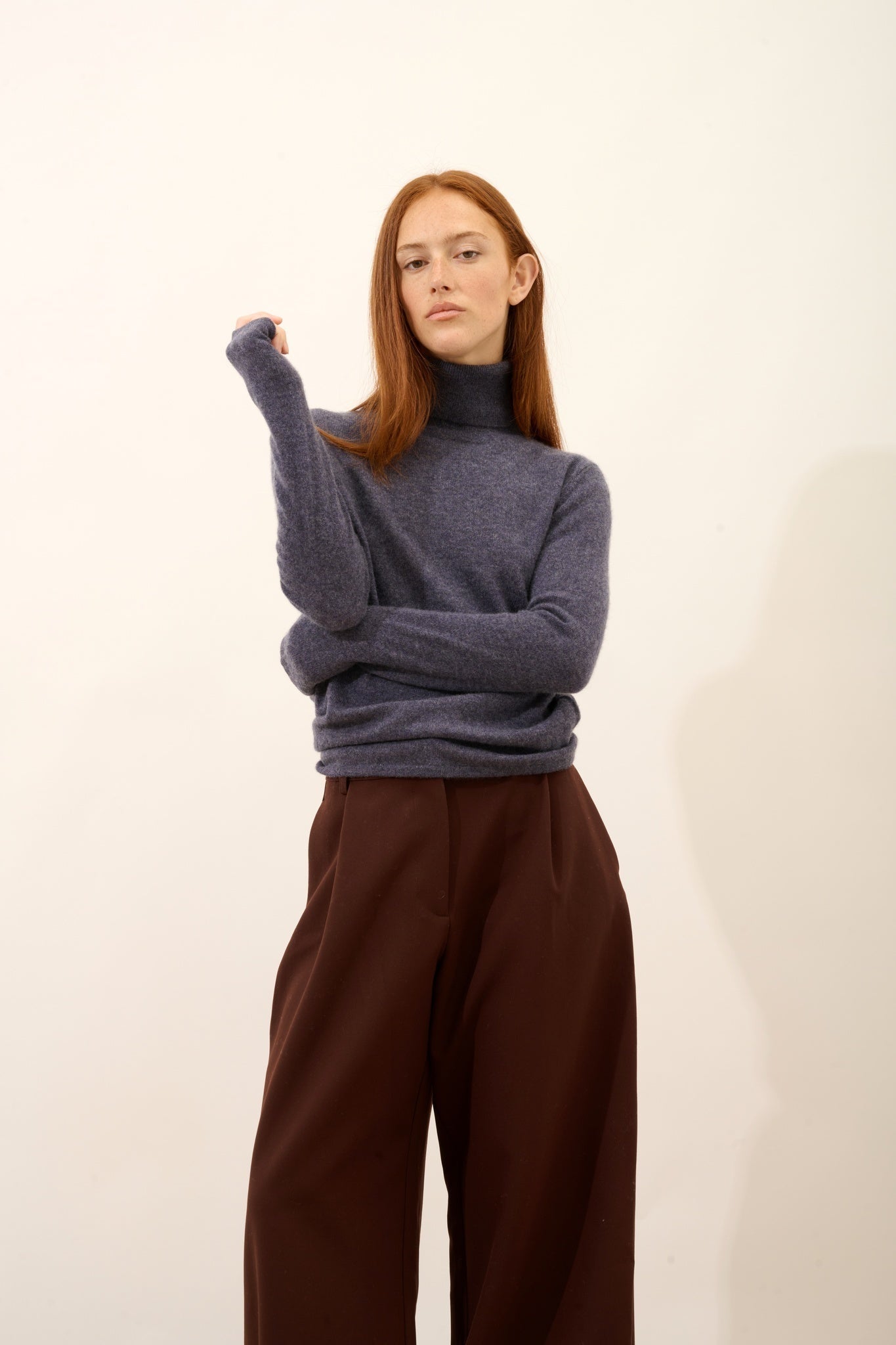 AVA pull col roulé violet gris chiné