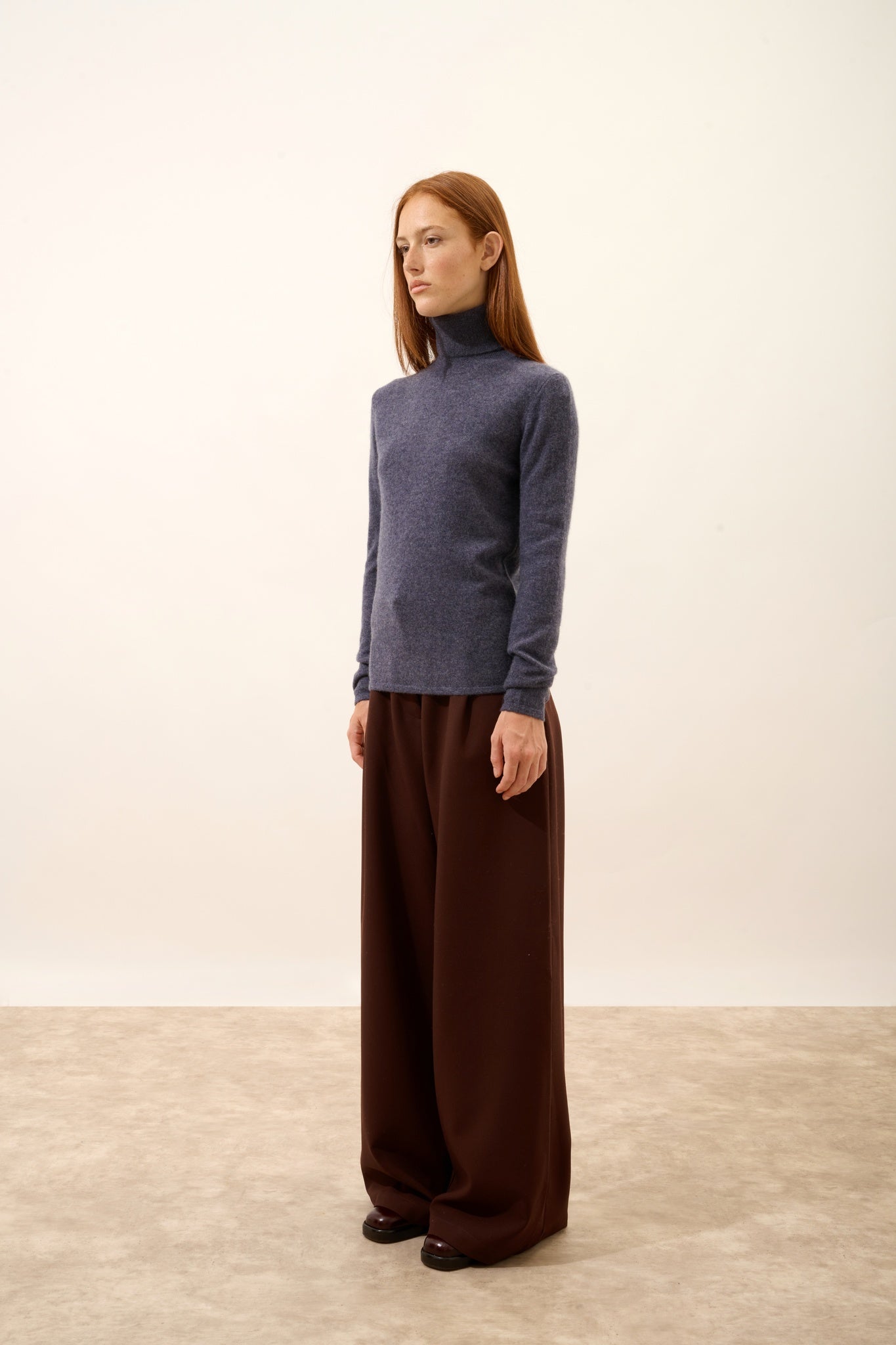 AVA pull col roulé violet gris chiné