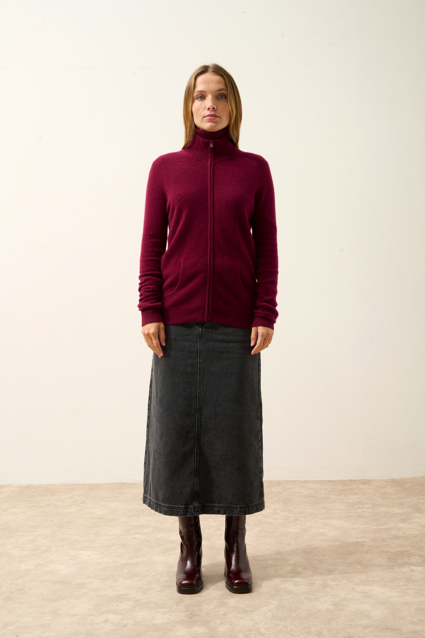 AYR gilet col montant bordeaux