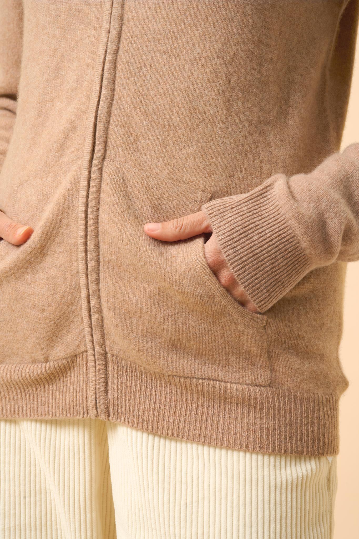 AYR high neck cardigan camel mottled
