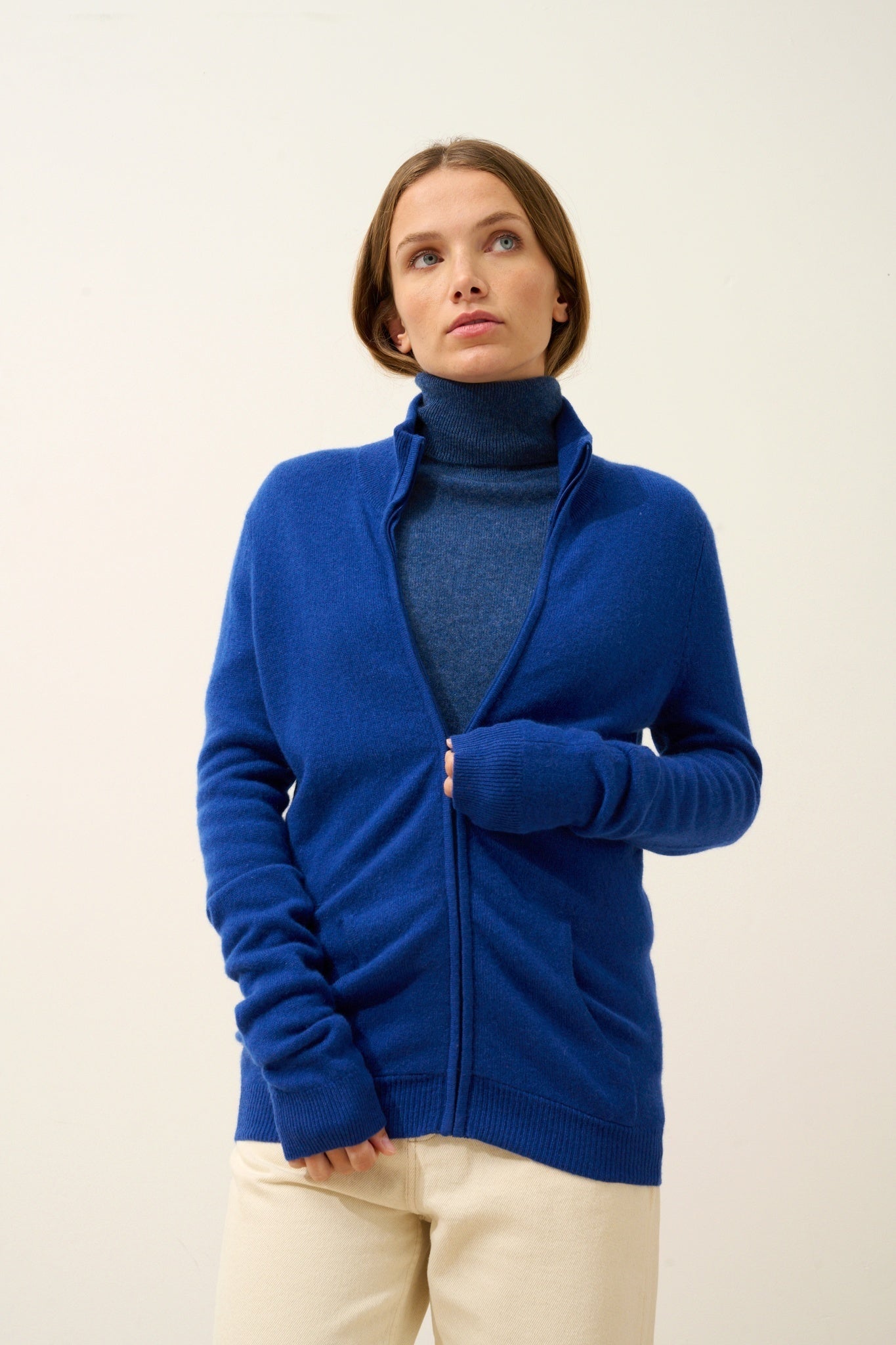 AYR ultramarine high-neck cardigan