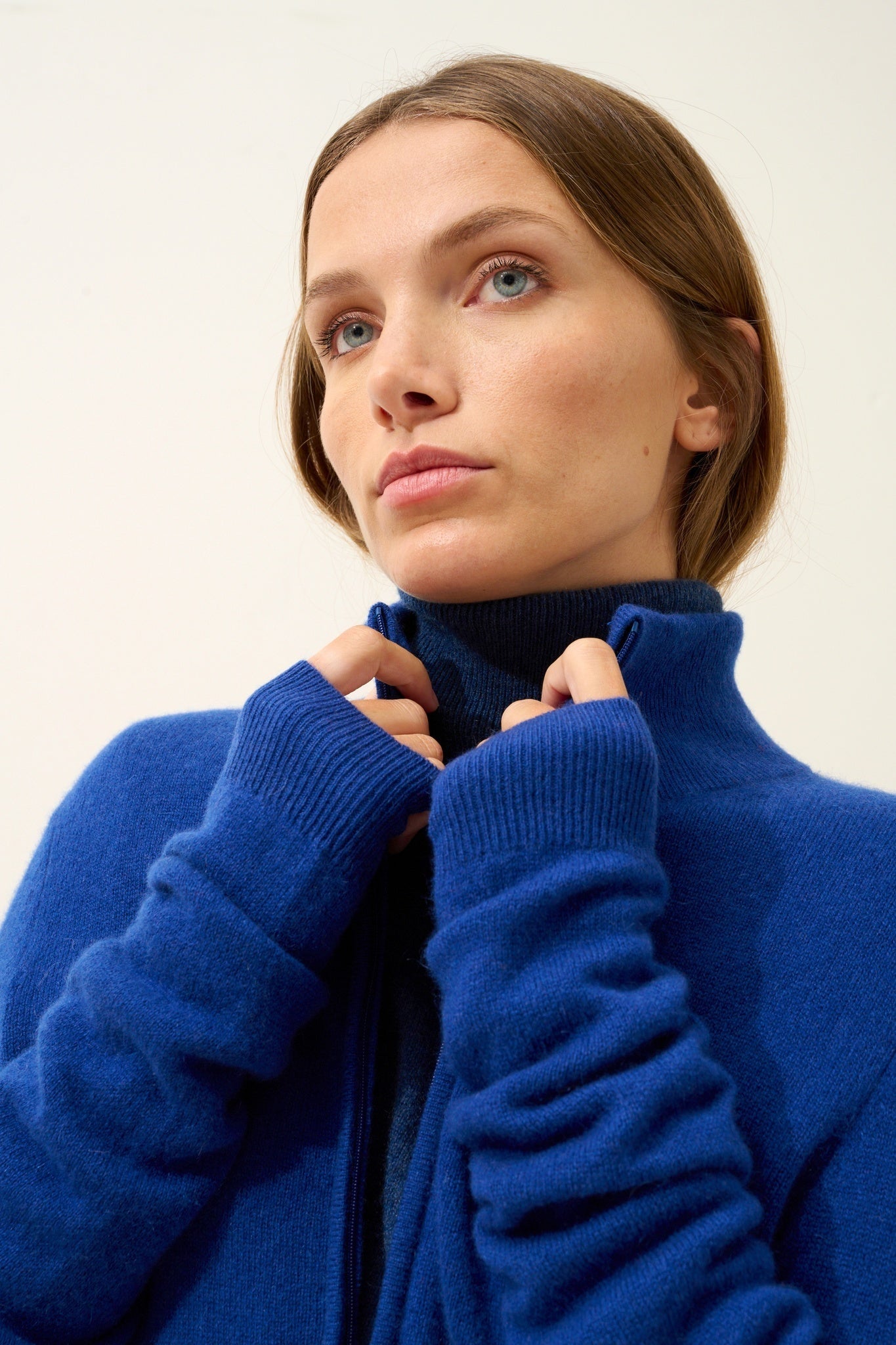 AYR ultramarine high-neck cardigan