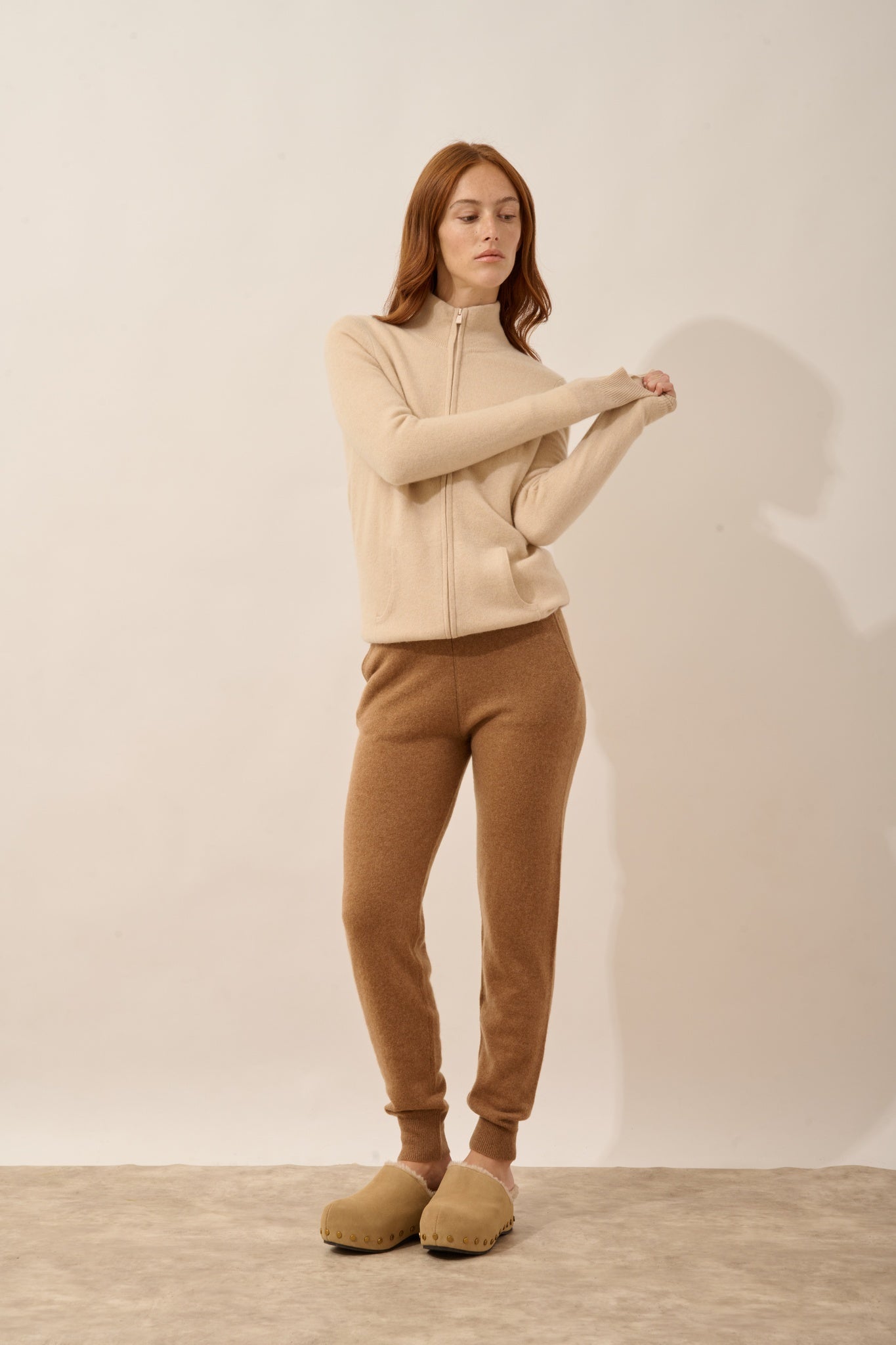 AYR gilet col montant sable