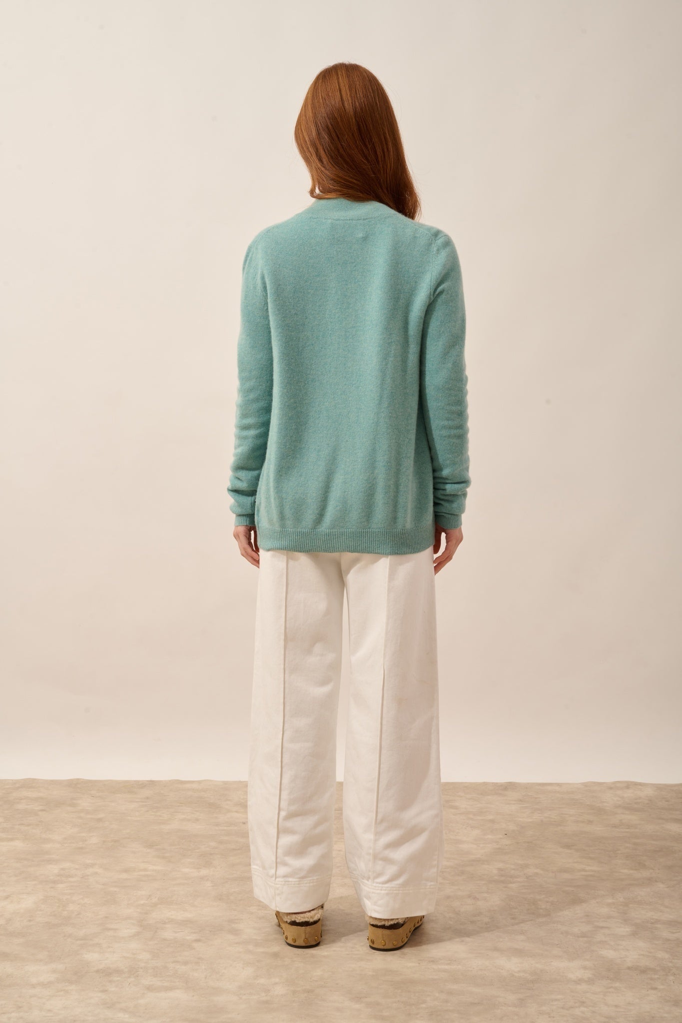 AYR green heathered high-neck cardigan