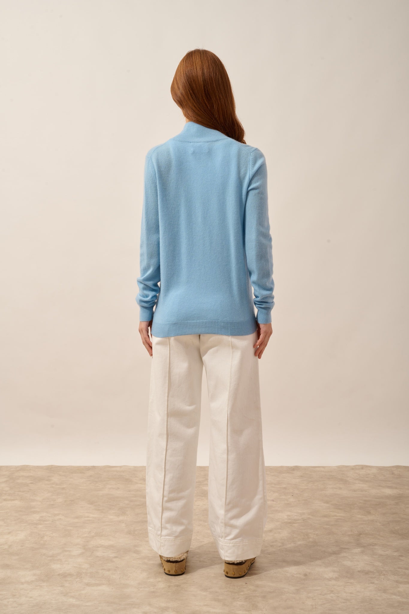 AYR Inca Blue Zip-Up Cardigan with Stand-Up Collar