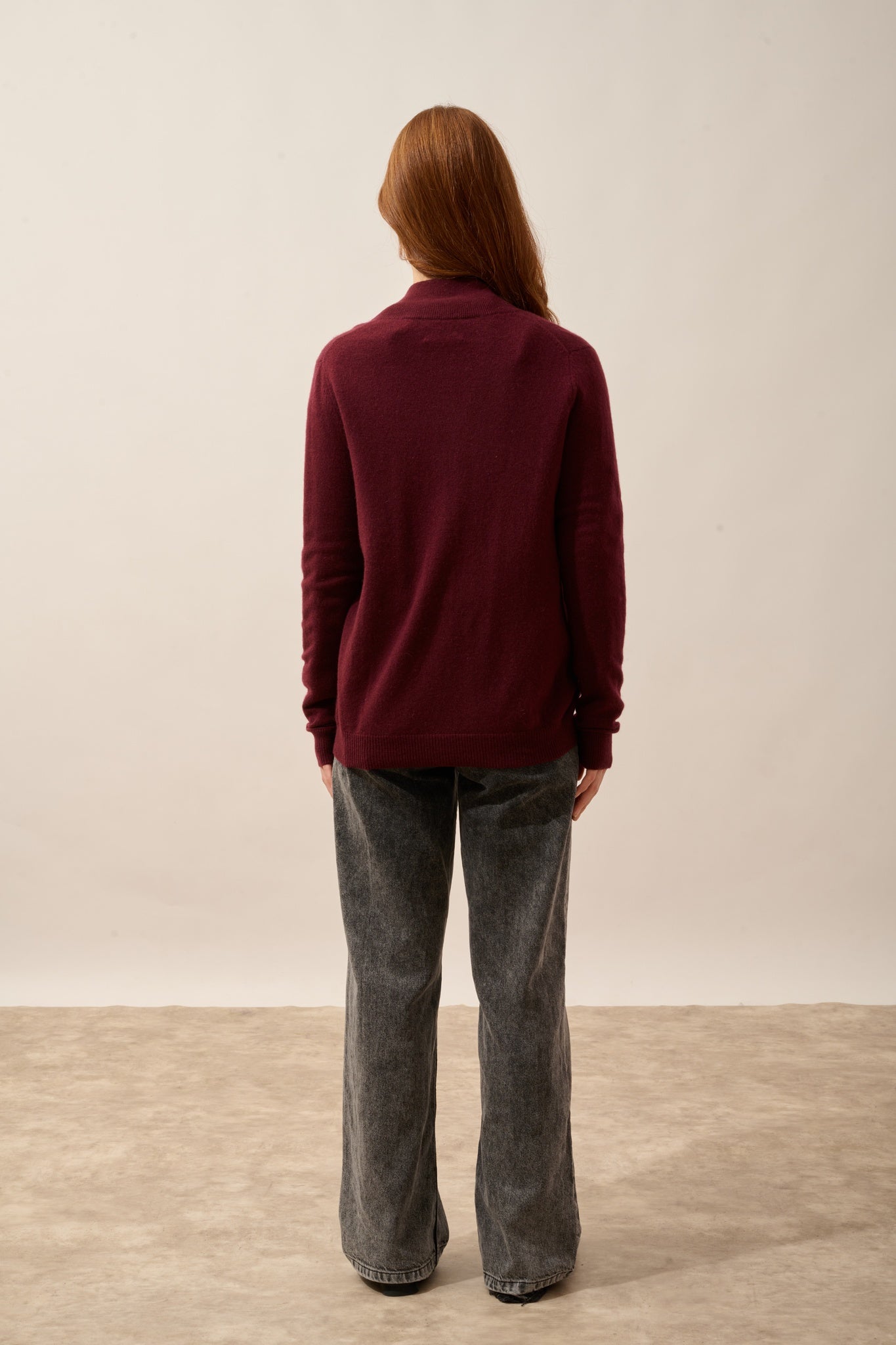 AYR zip-up cardigan with high collar in blackberry