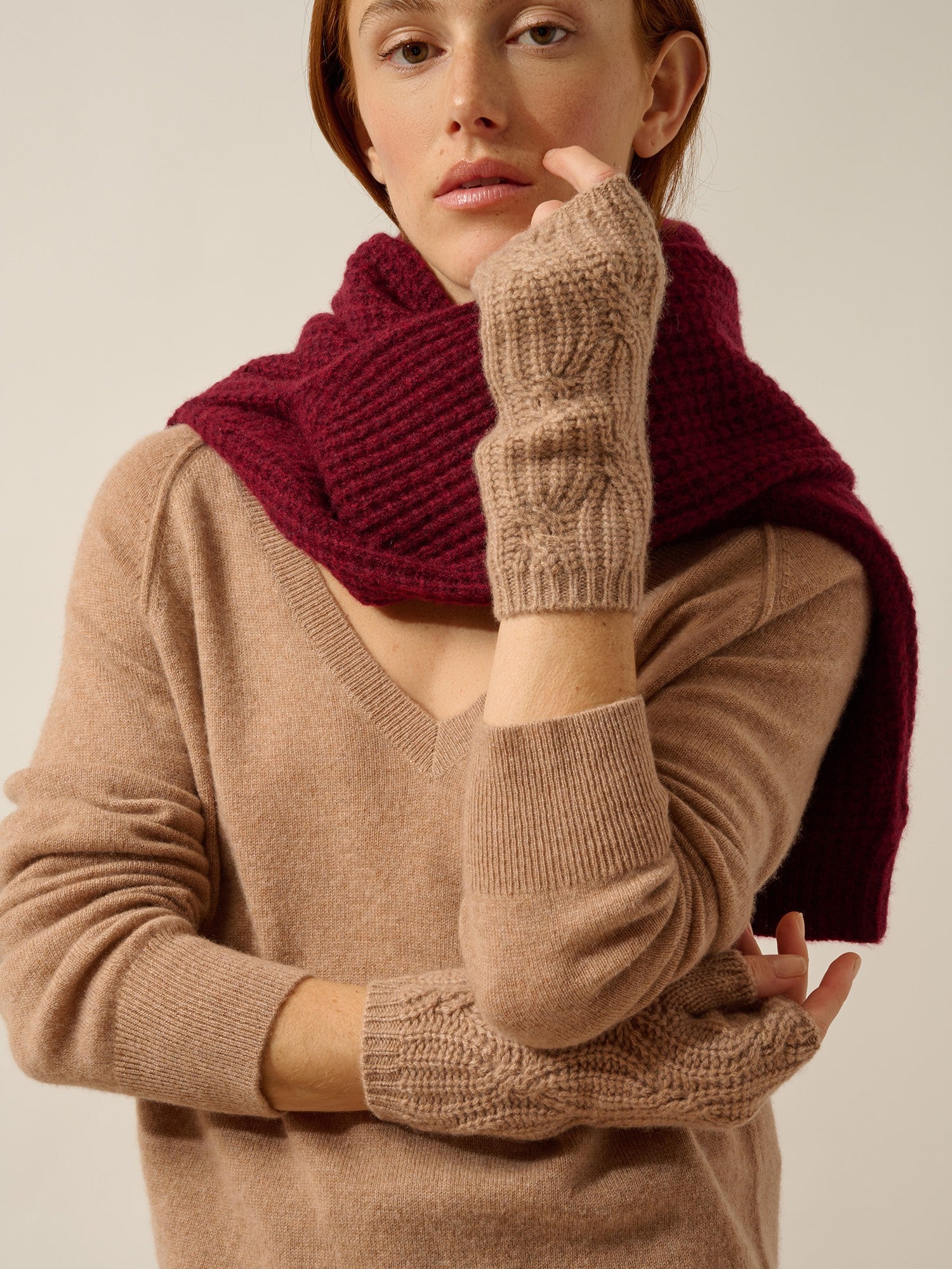 bale mitaines 6 fils camel chiné