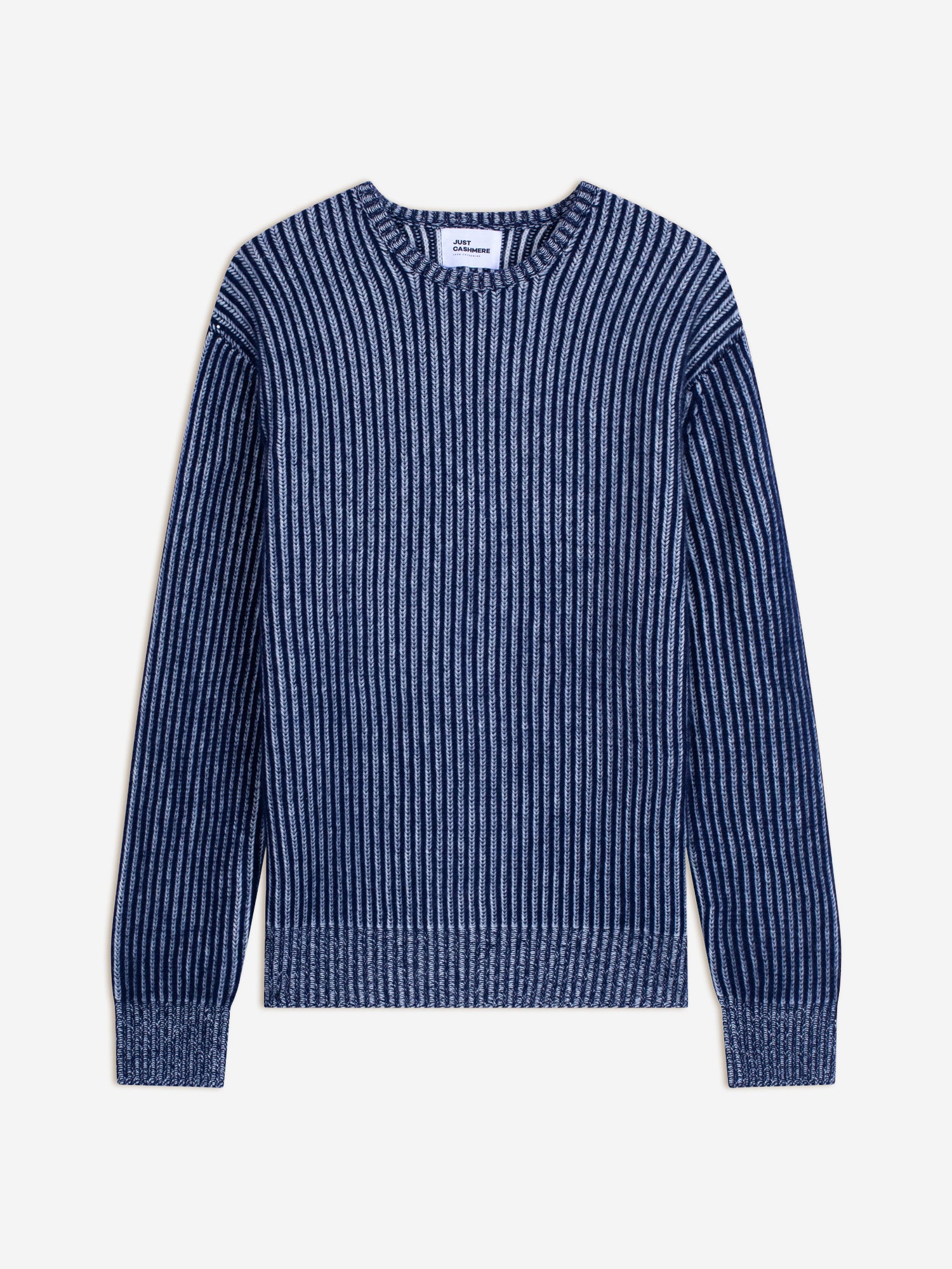 BENGAMIN 6-ply navy_ivory crew neck sweater