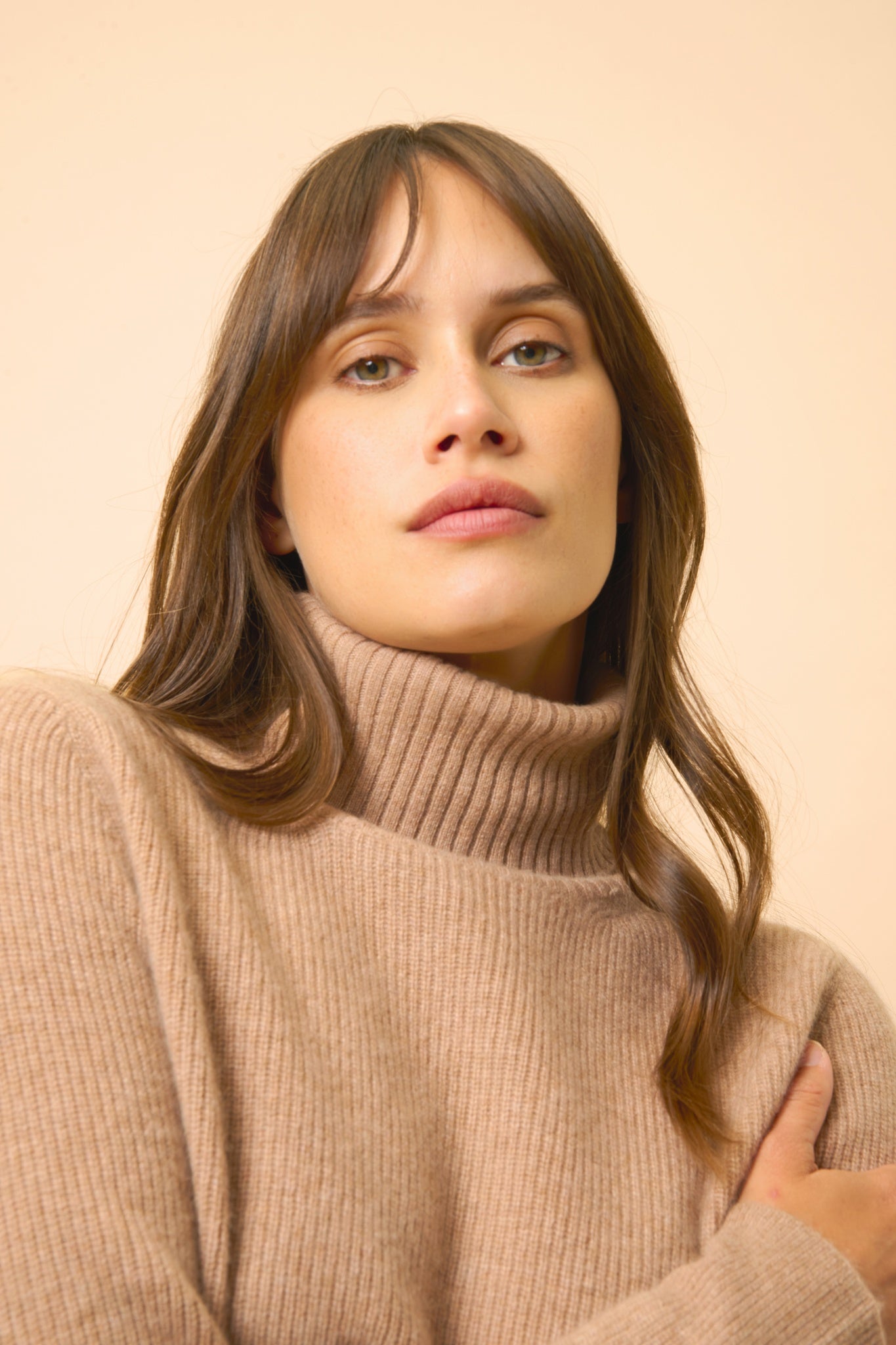 BILLY turtleneck sweater camel mottled