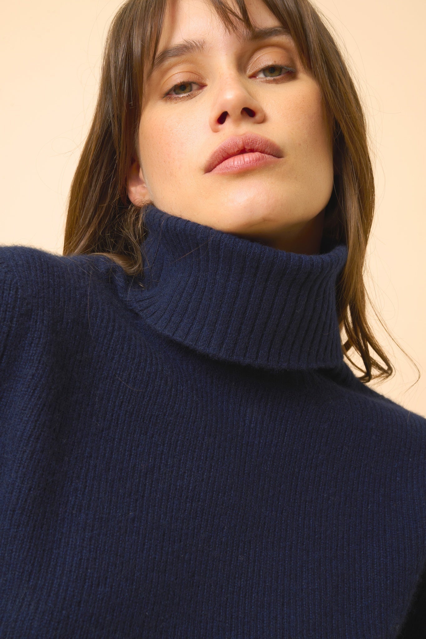 BILLY pull col roulé navy