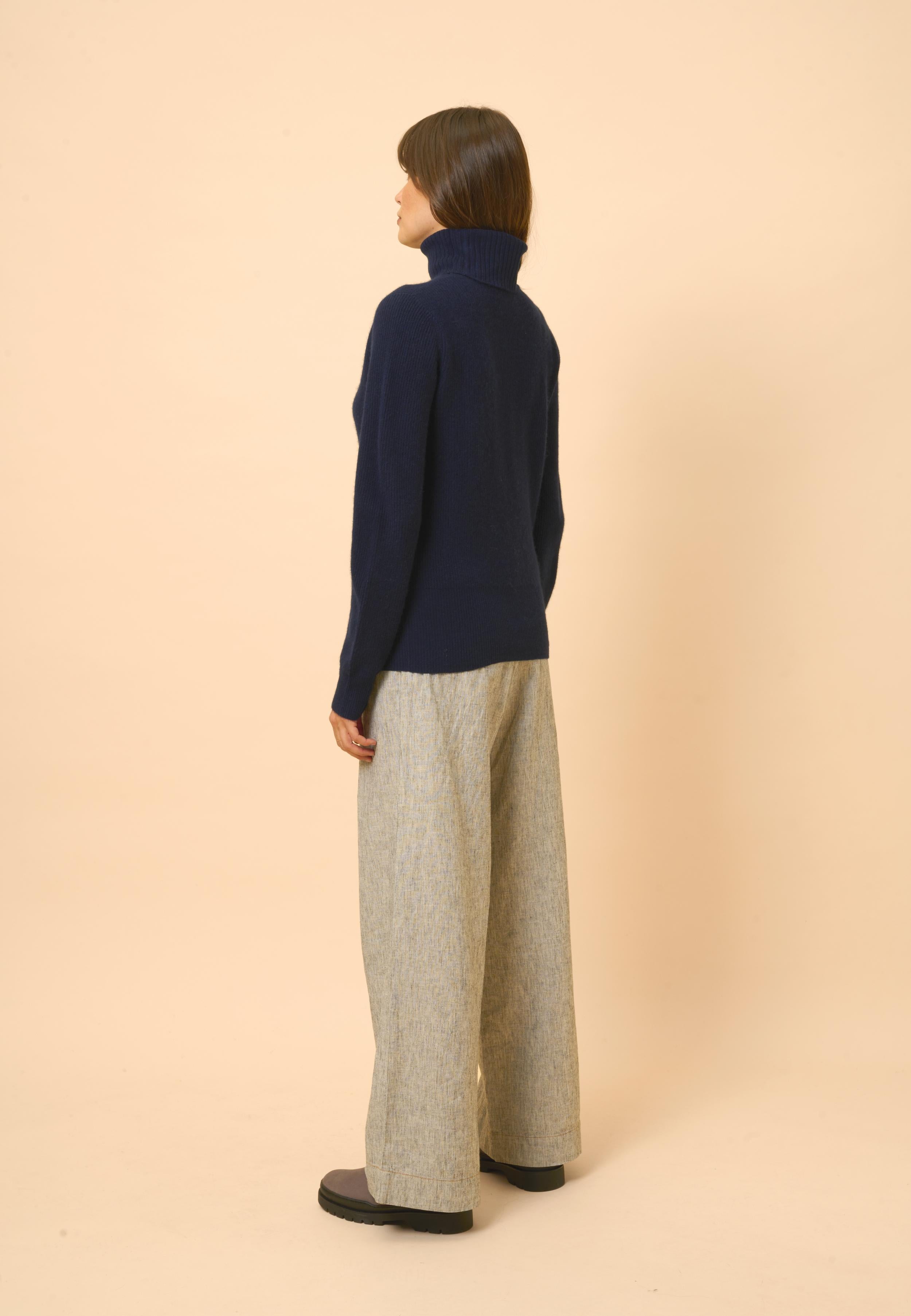 BILLY navy turtleneck sweater