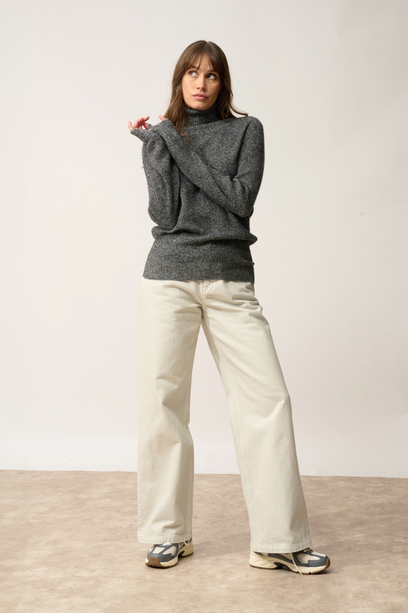 billy pull col roulé noir/blanc