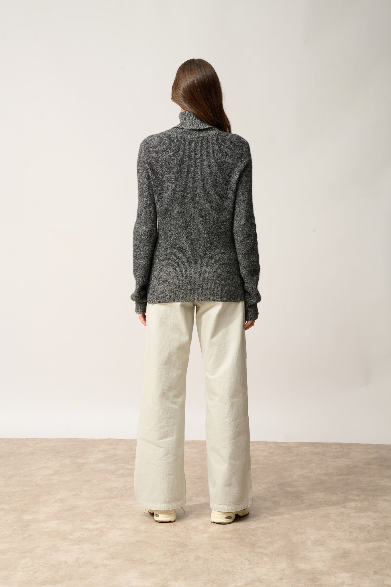 BILLY pull col roulé noir/blanc