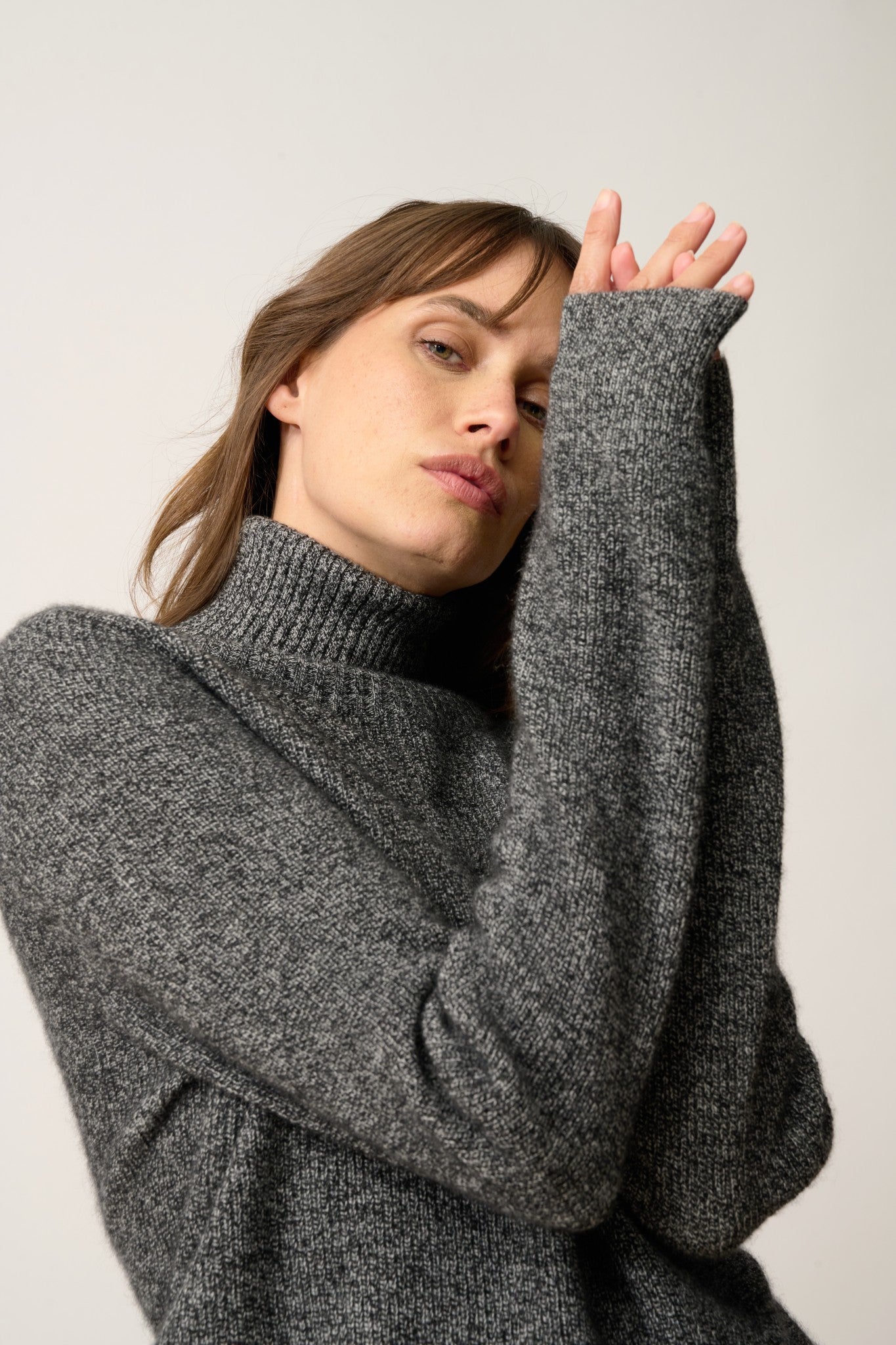 billy pull col roulé noir/blanc